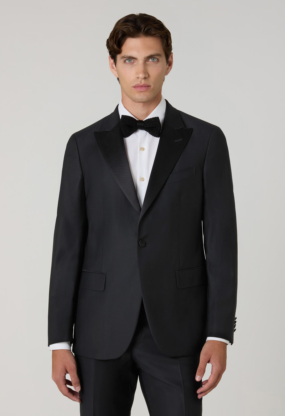 Black Wool Satin Milano Tuxedo