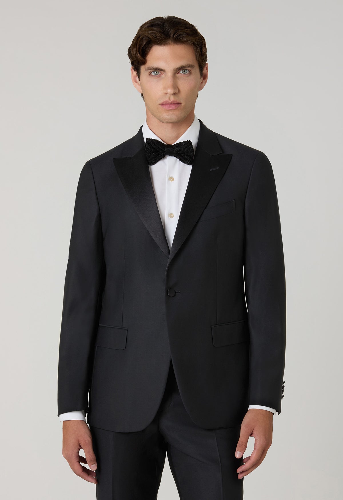 Black Wool Satin Milano Tuxedo