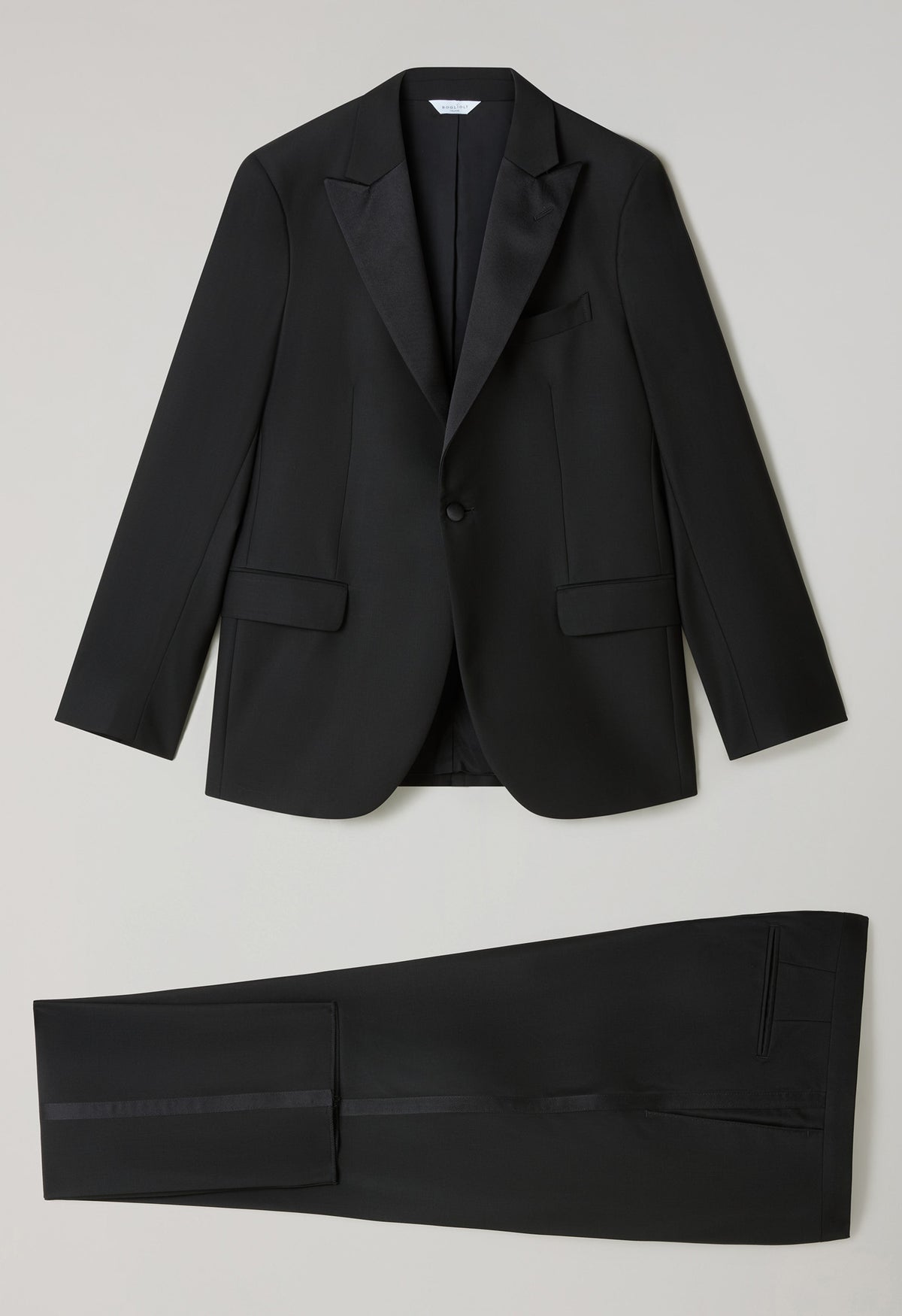Black Wool Satin Milano Tuxedo