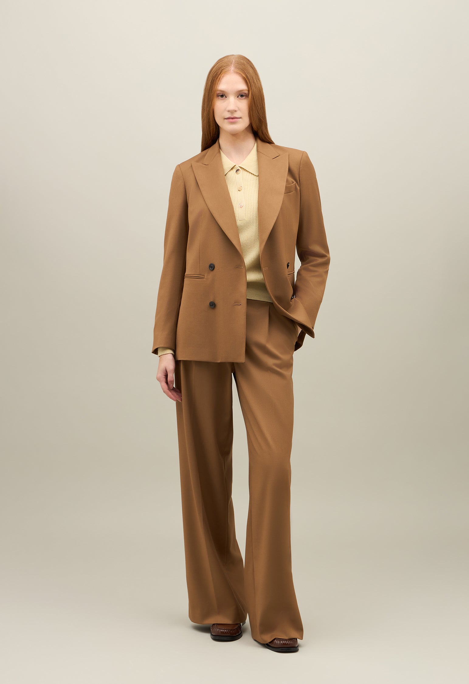 Camel Gabardine stretch Bea Blazer