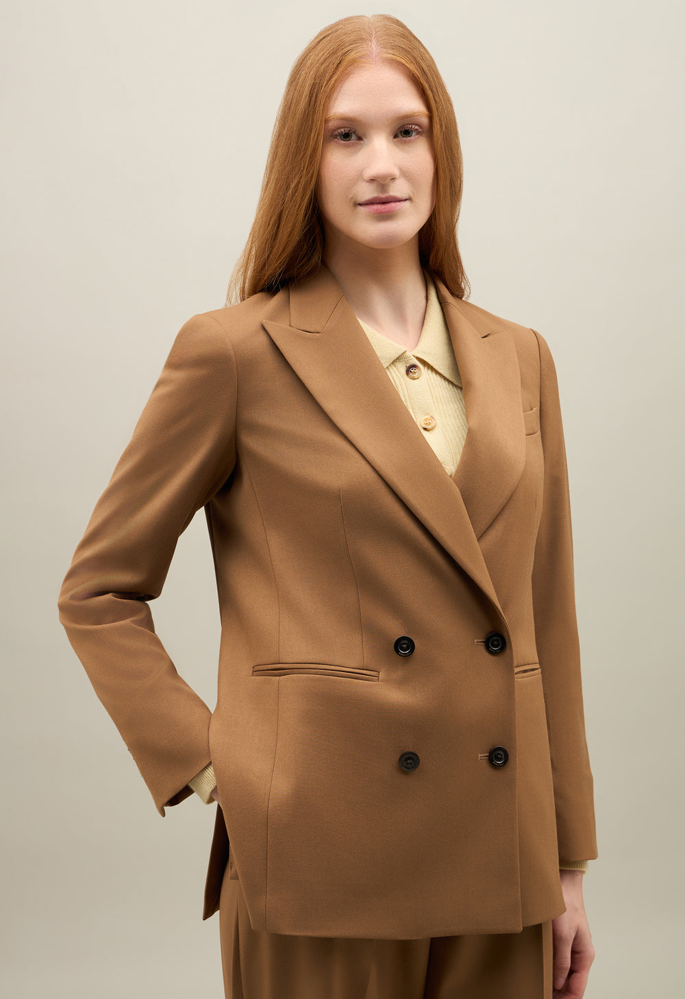 Camel Gabardine stretch Bea Blazer