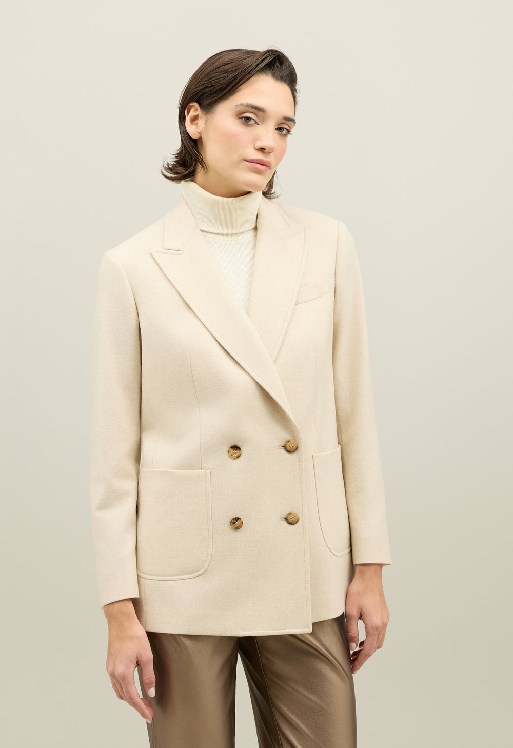 Warm White Blended Wool Maia Blazer