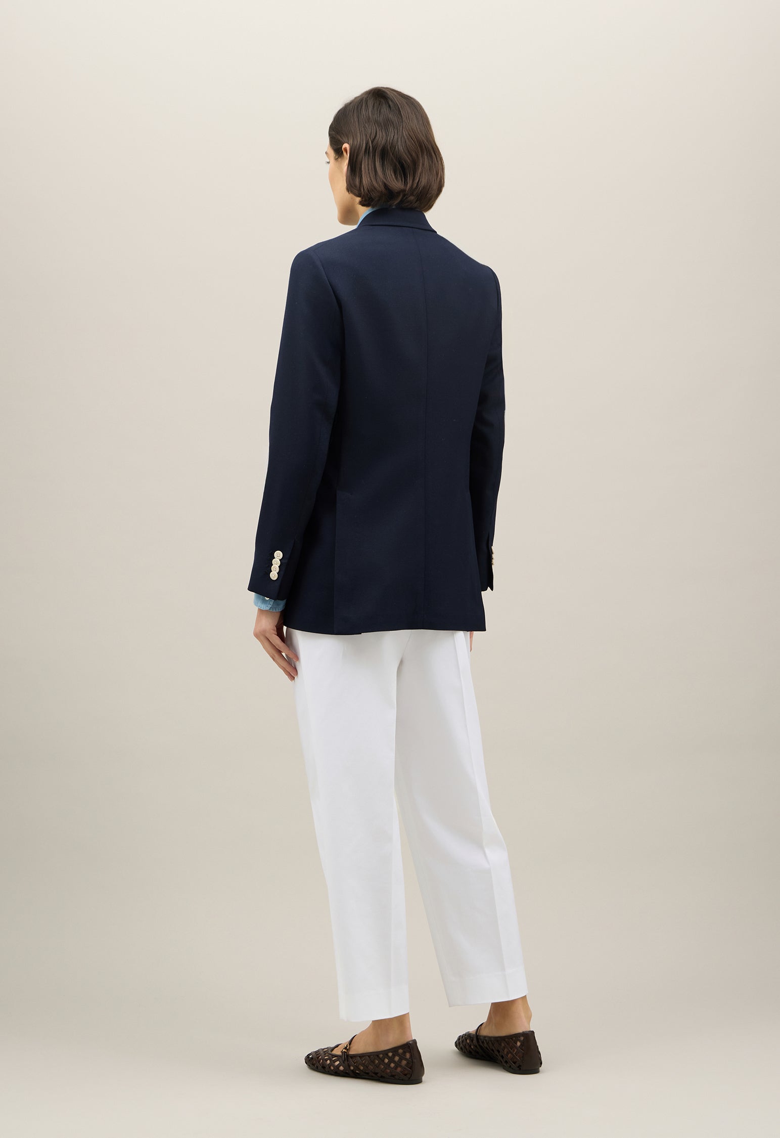 Blue Light Wool Honeycomb Maia Blazer