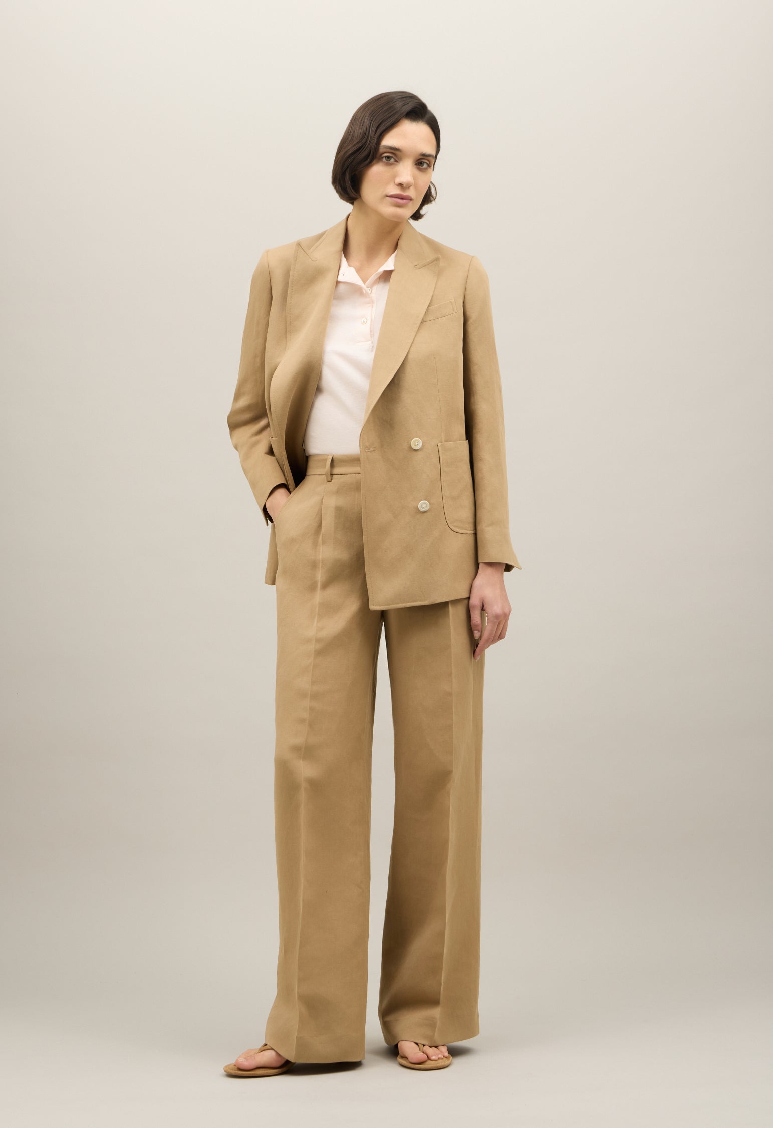 Beige Linen Tencel satin Maia Blazer