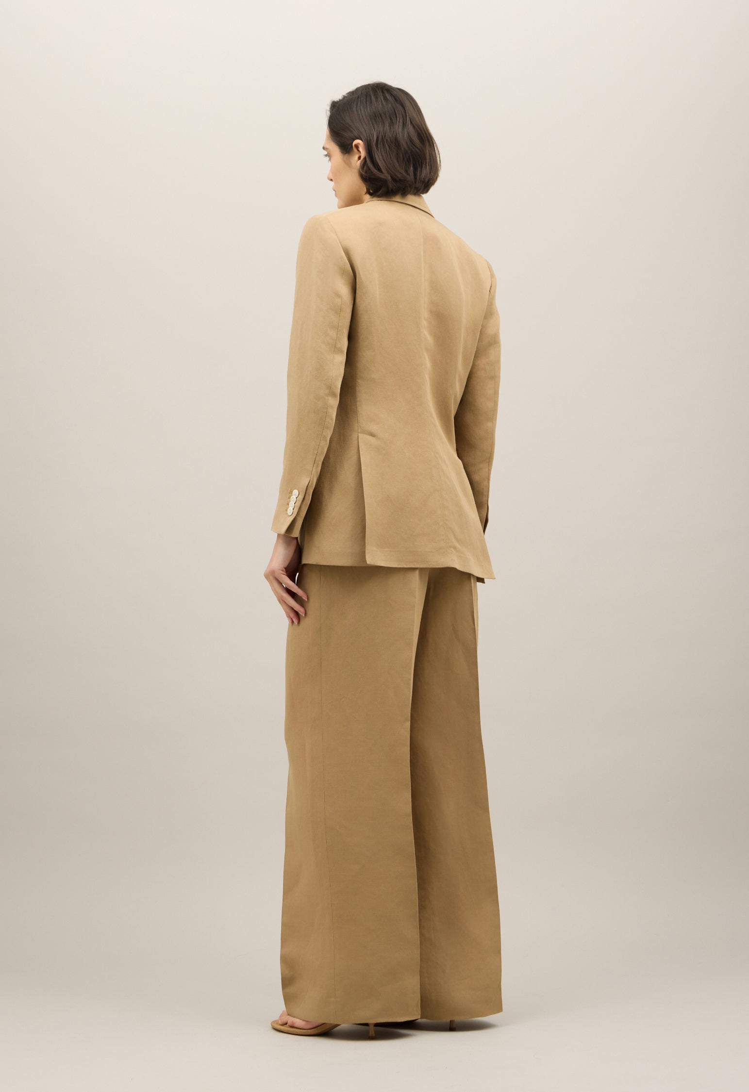 Beige Linen Tencel satin Maia Blazer