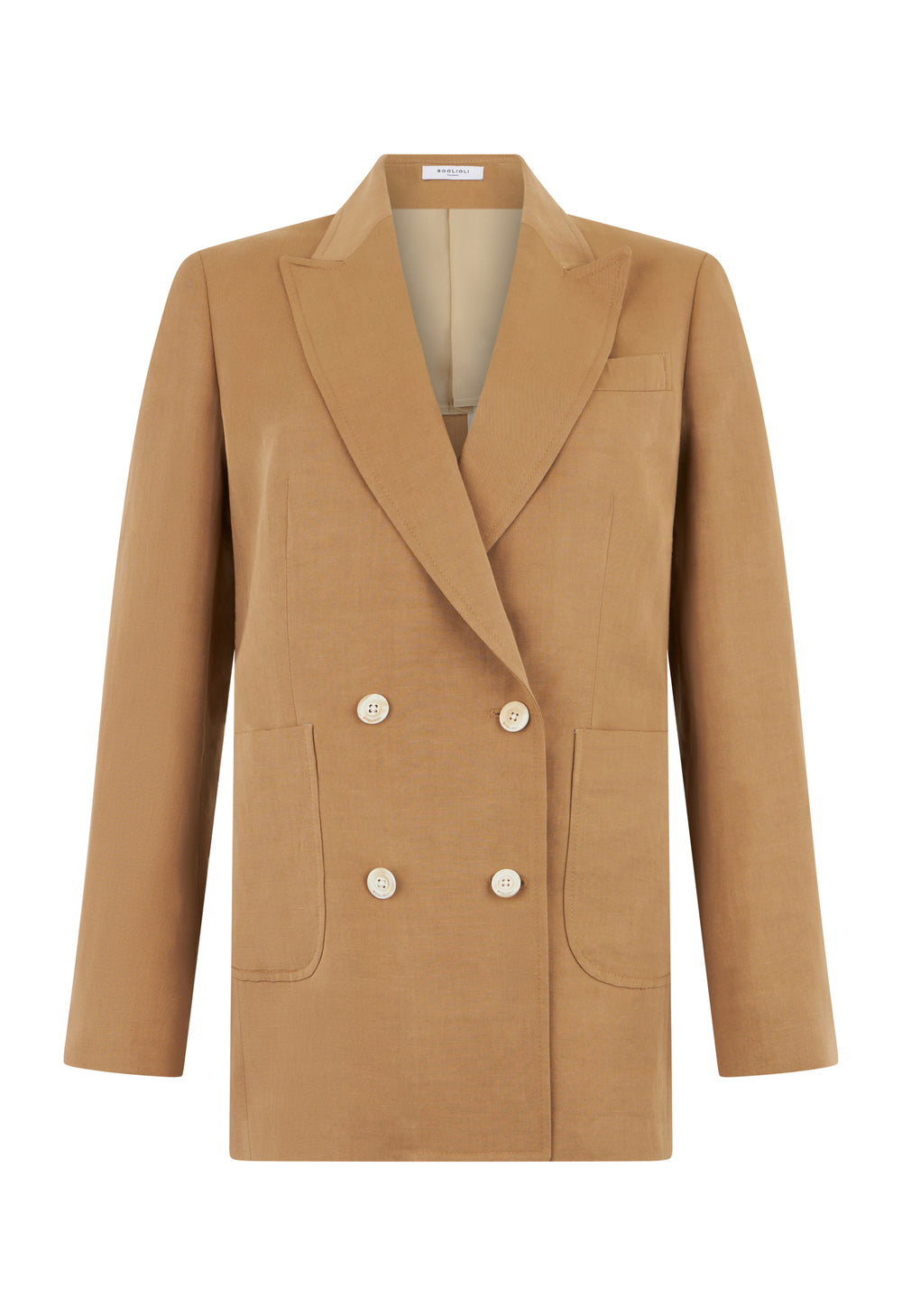 Blazer Maia in lino e tencel satin beige
