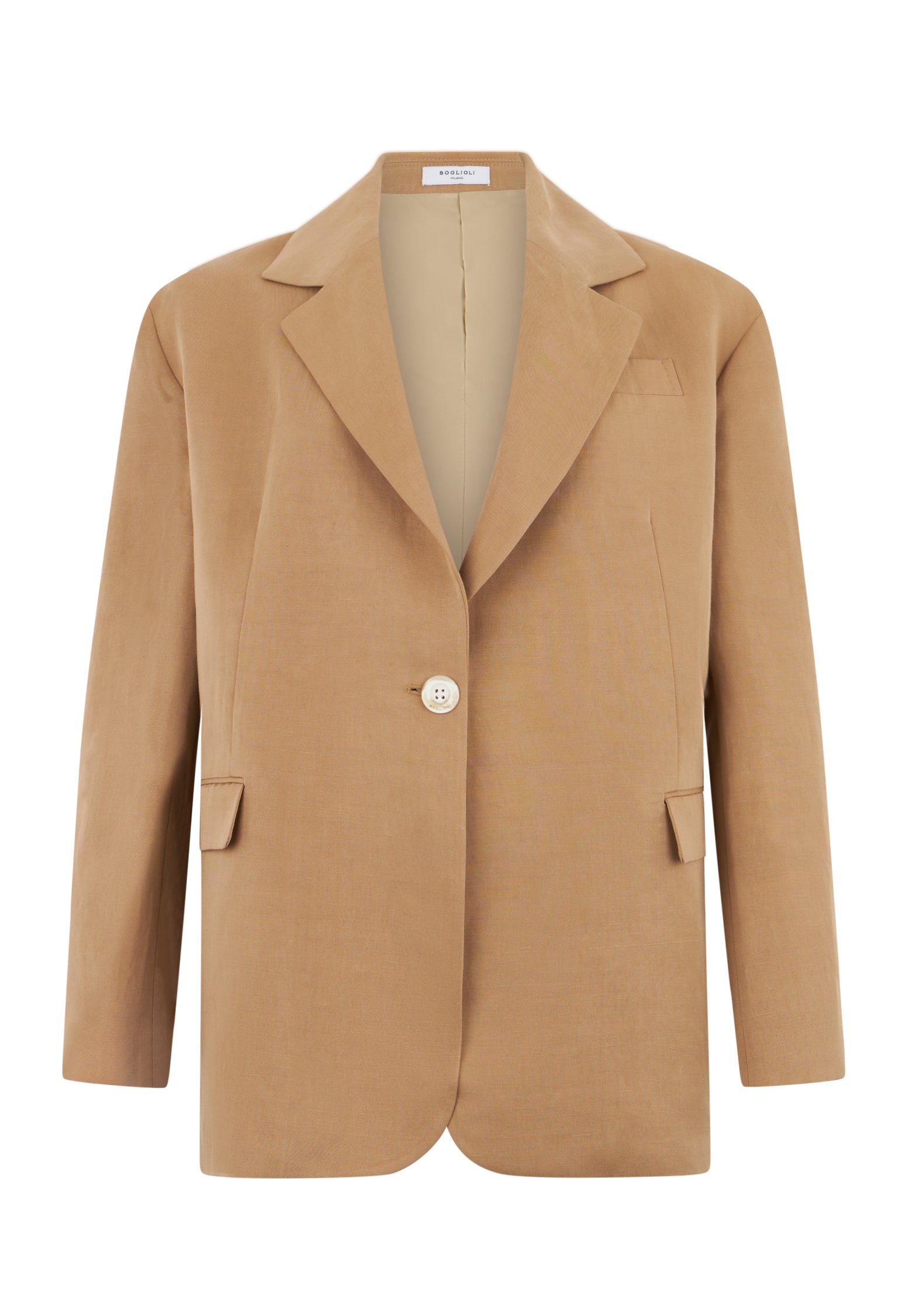 Dunkelbeiger Blazer Otta aus Leinen-Tencel-Satin 