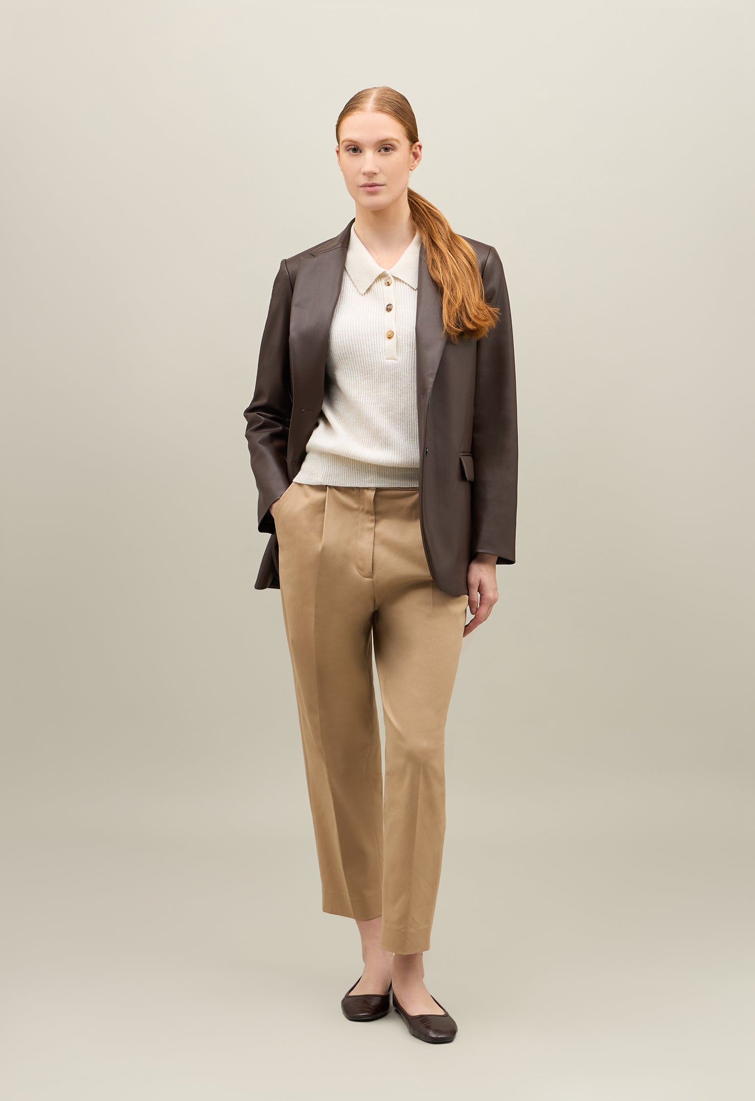 Brown Vegan Leather Giulia Blazer