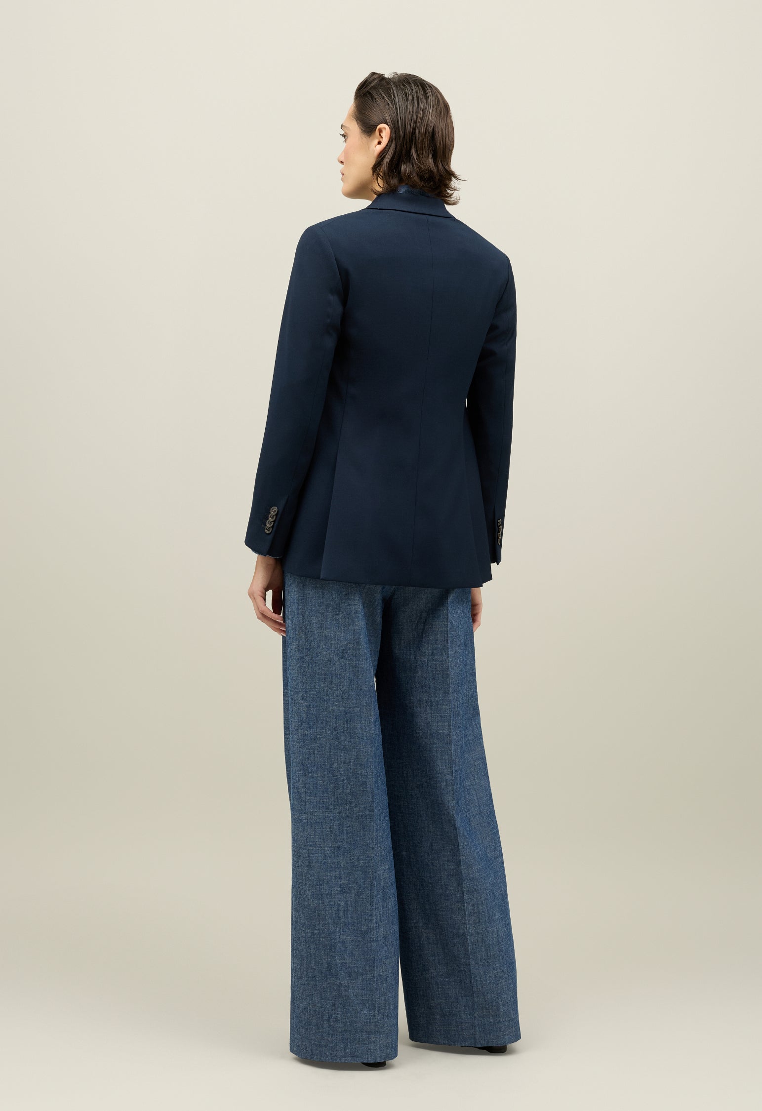 Blue Stretch gabardine Bianca Blazer 