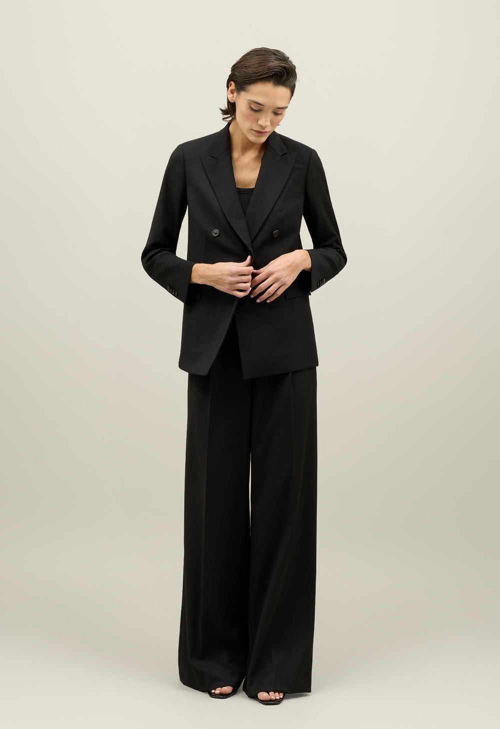 Black Stretch gabardine Bianca Blazer 
