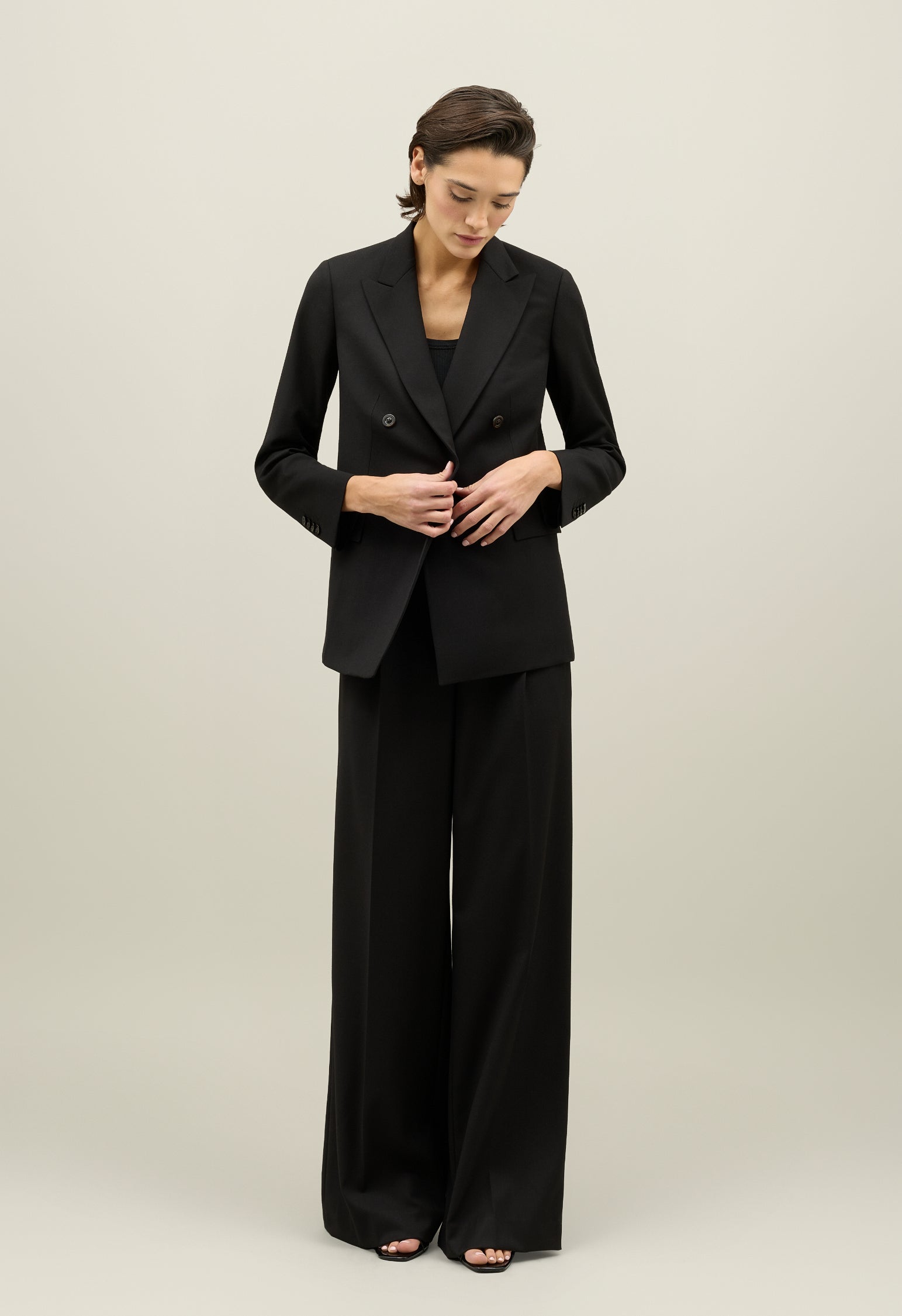 Black Stretch gabardine Bianca Blazer 