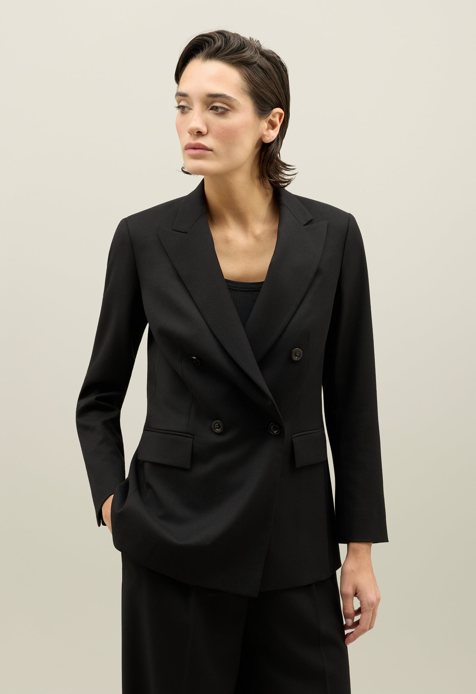 Black Stretch gabardine Bianca Blazer 
