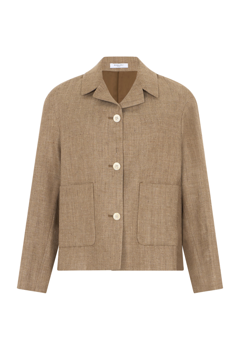 Blazer Margot in misto lino a spina di pesce marrone