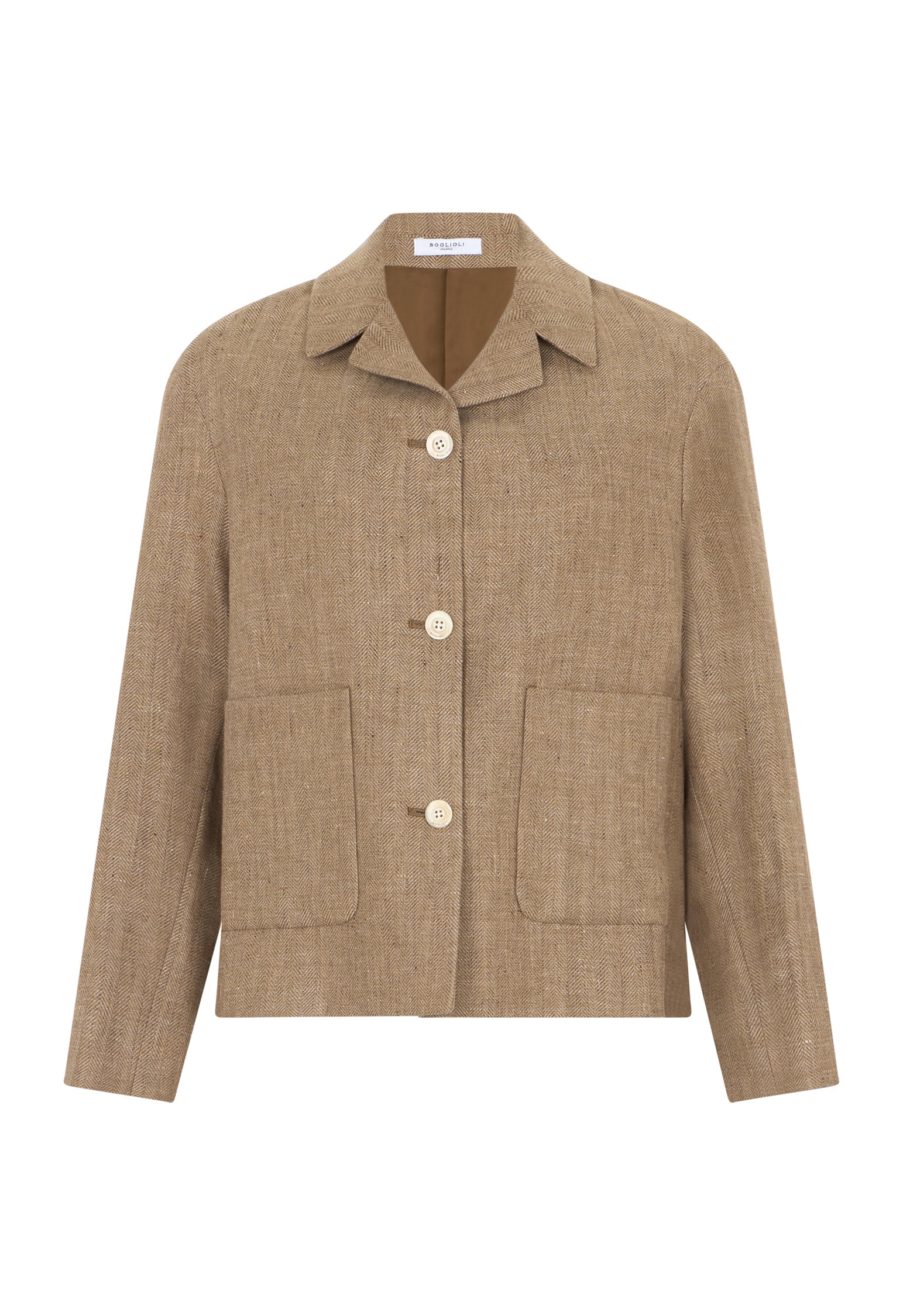 Blazer Margot in misto lino a spina di pesce marrone