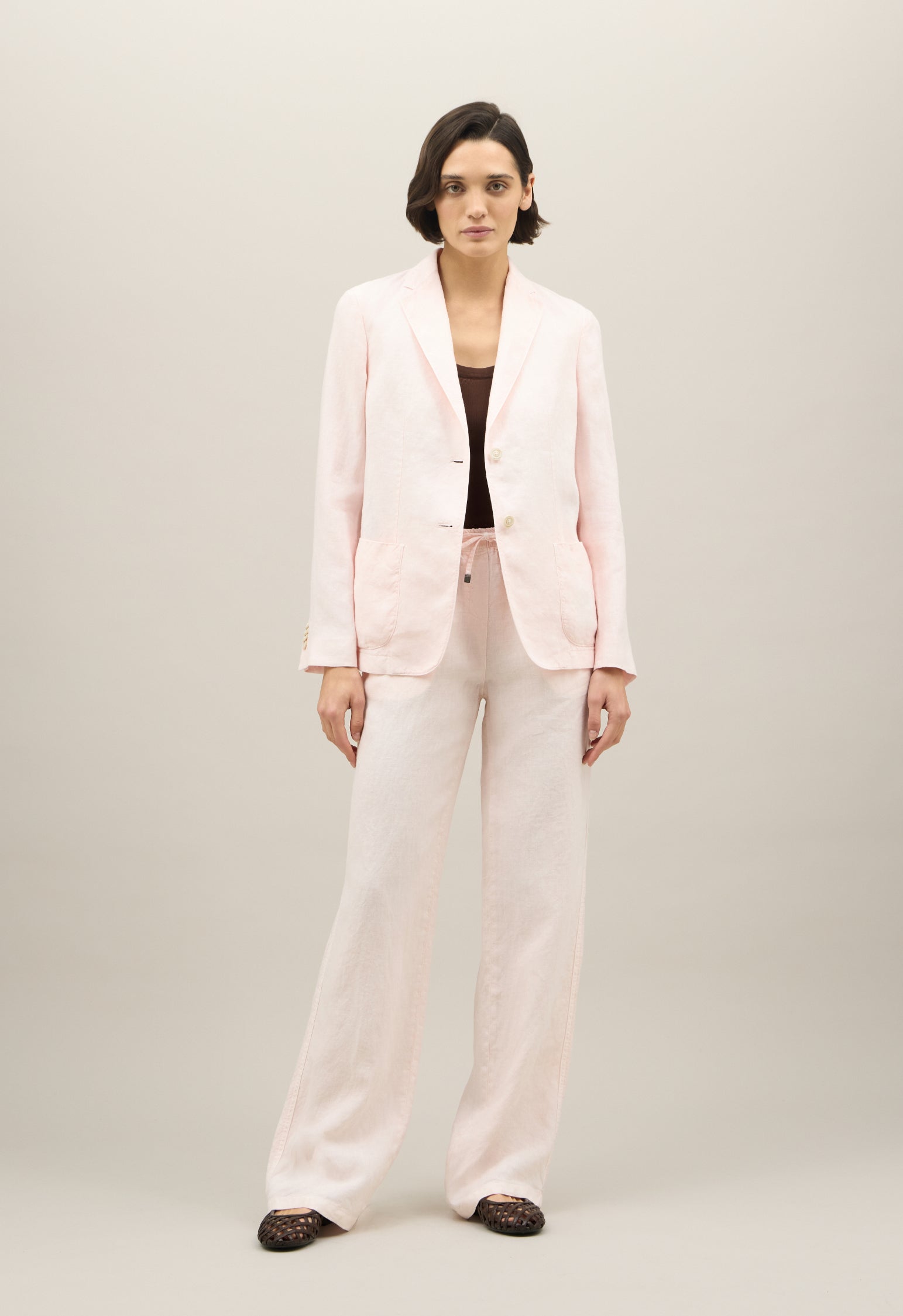 Pink Garment Dyed Linen Brera Blazer