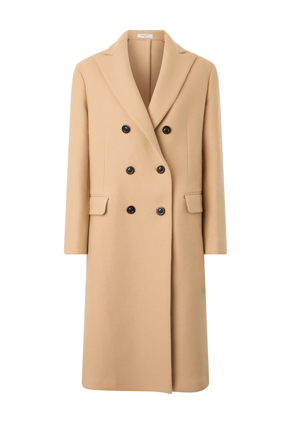 Beige Blended Wool double-breasted Coat