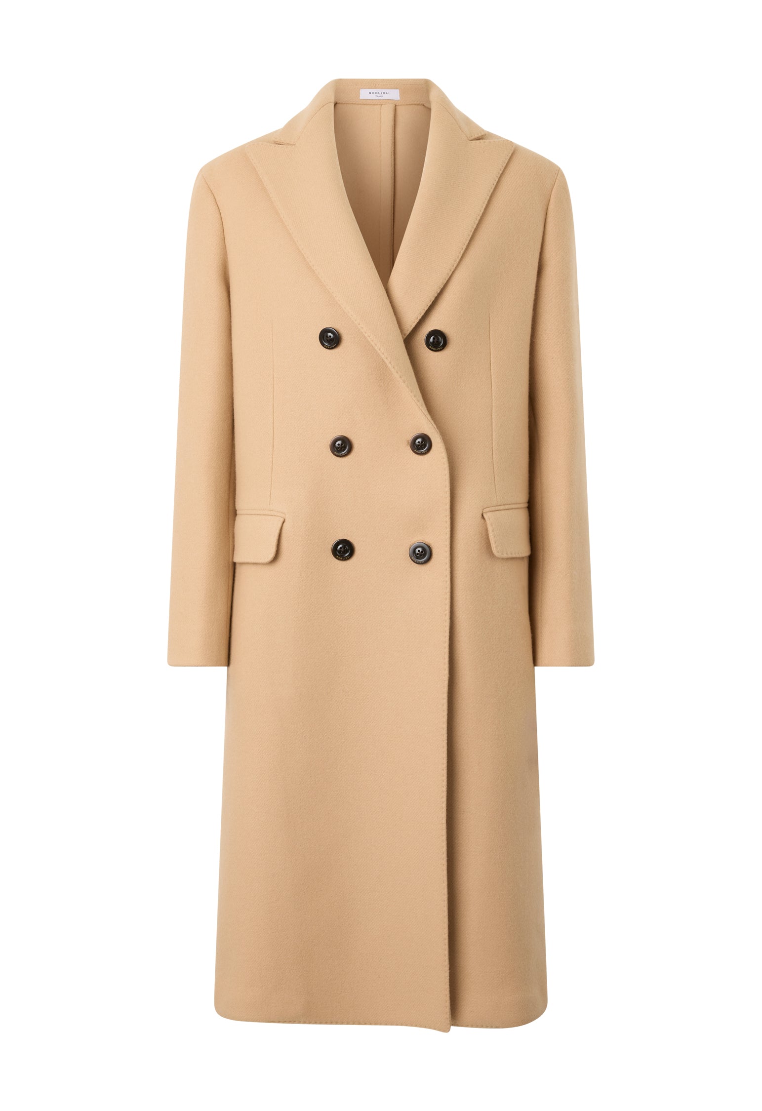Beige Blended Wool double-breasted Coat