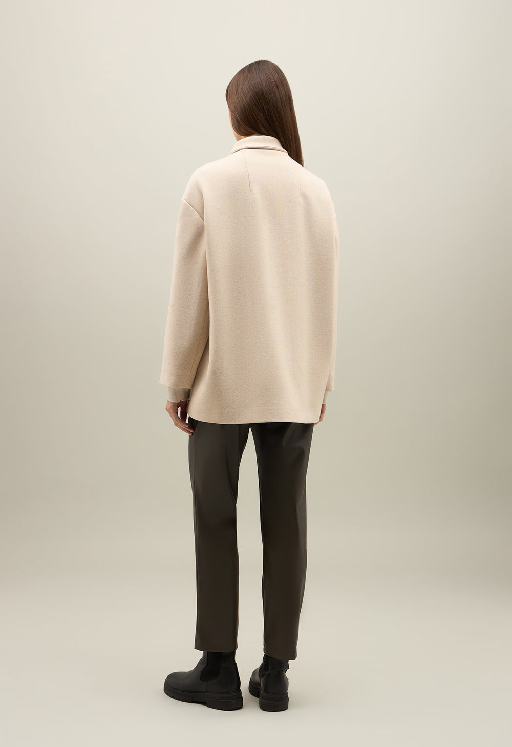 Light Beige Blended Wool Caban