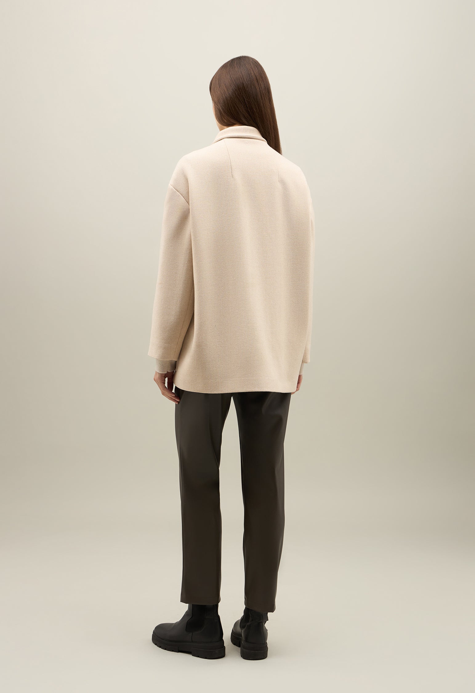Light Beige Blended Wool Caban