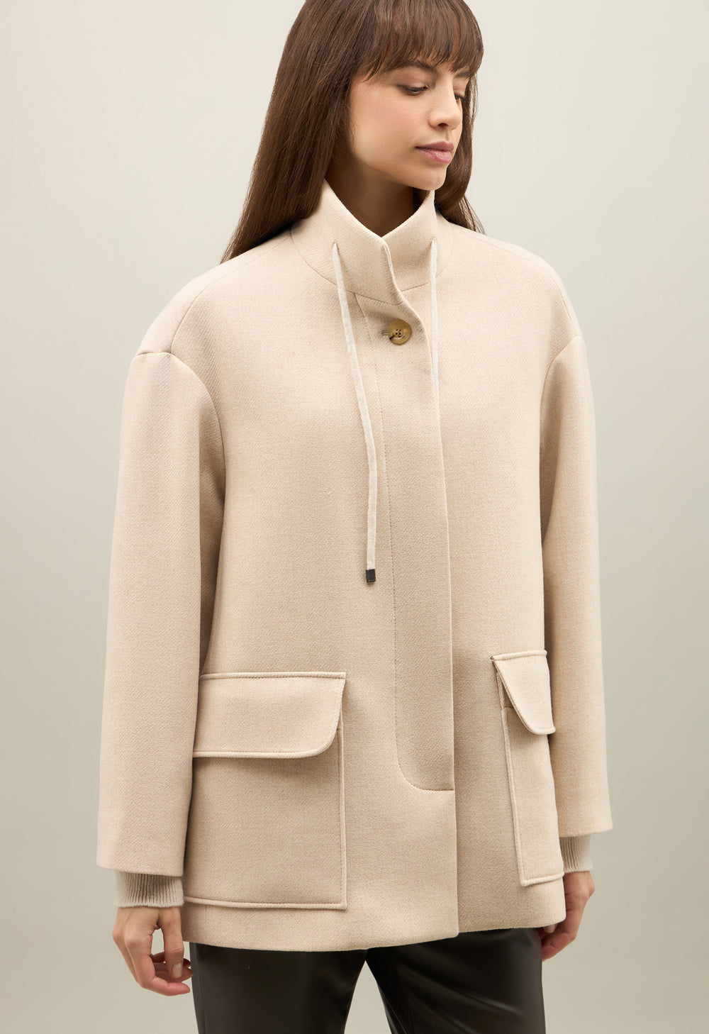 Light Beige Blended Wool Caban