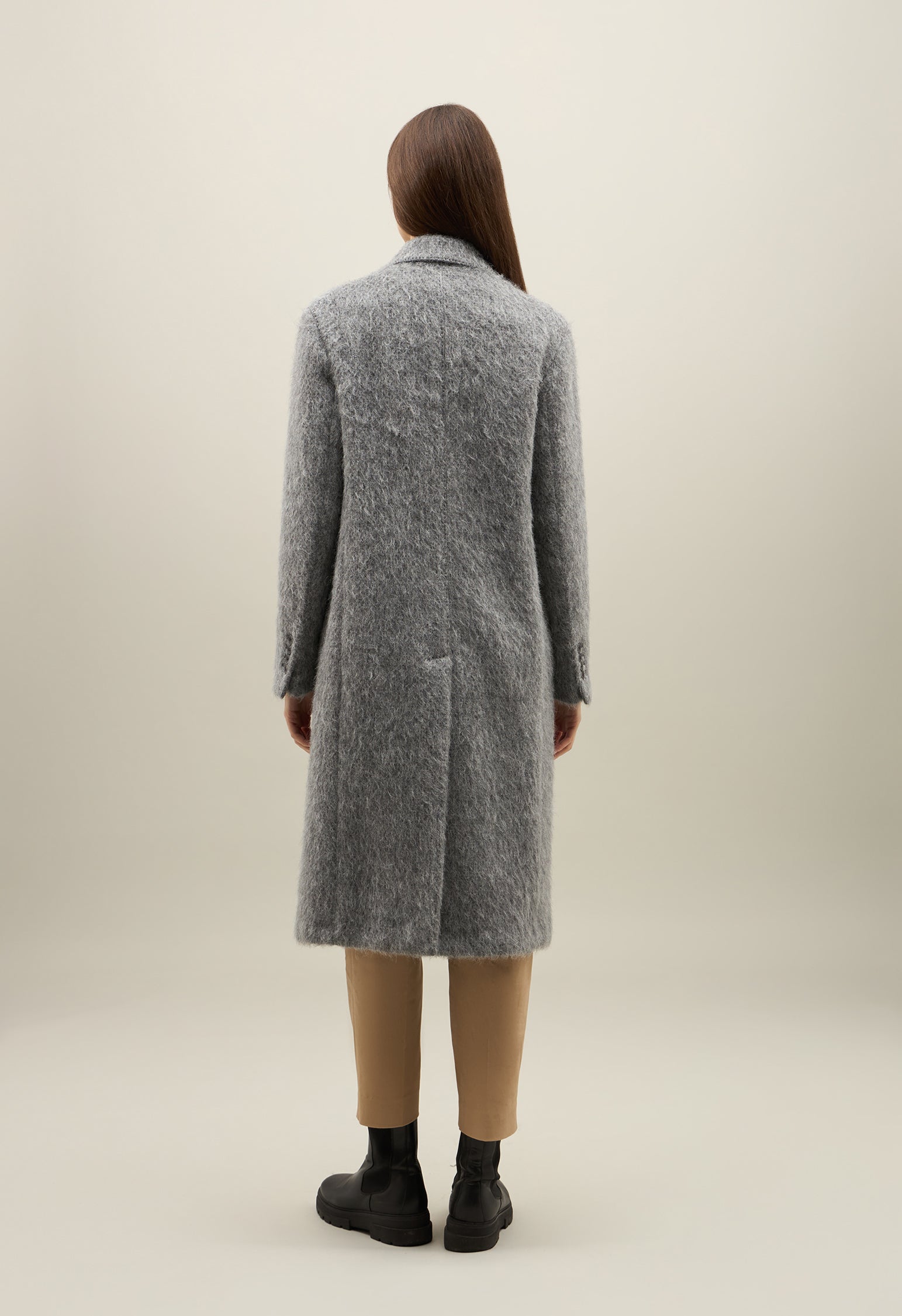 Grey Blended Alpaca double-breasted Coat