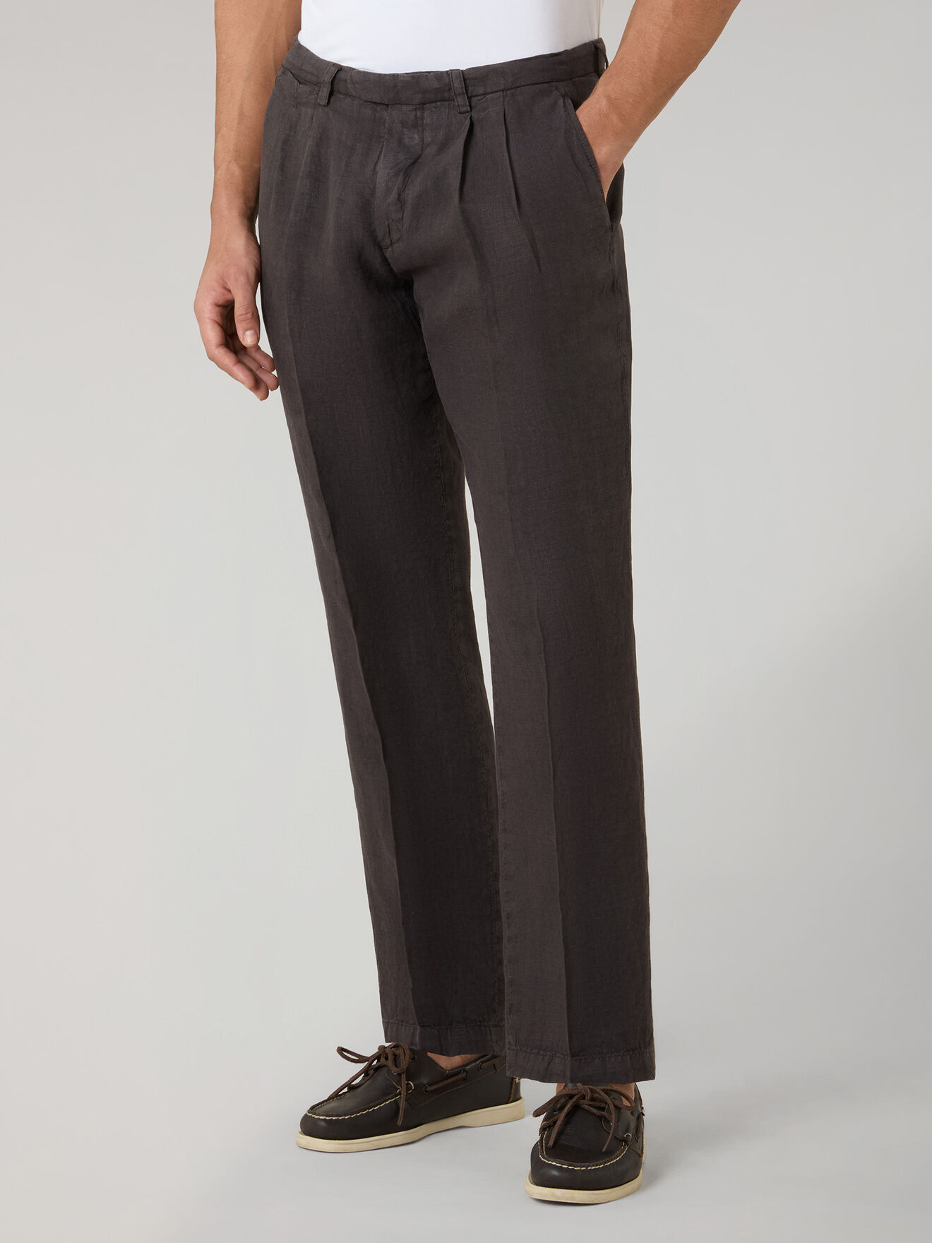 Boglioli Garment Dyed Linen Napoli Trousers Brown 89952QSB5752001080480