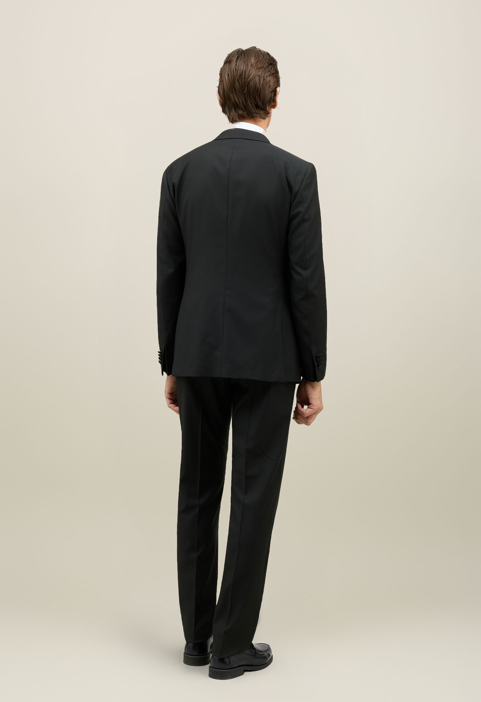 Wool Satin Milano Tuxedo in Black: Luxury Italian Suits for Men