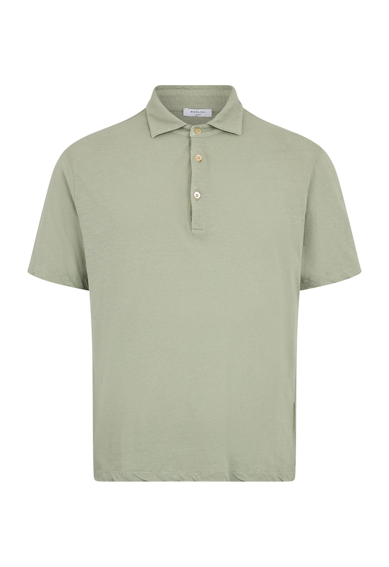 Boglioli Kurzarm-Poloshirt aus Baumwoll-Leinen-Mischung Mintgr&uuml;n 91550TSB5804001080520