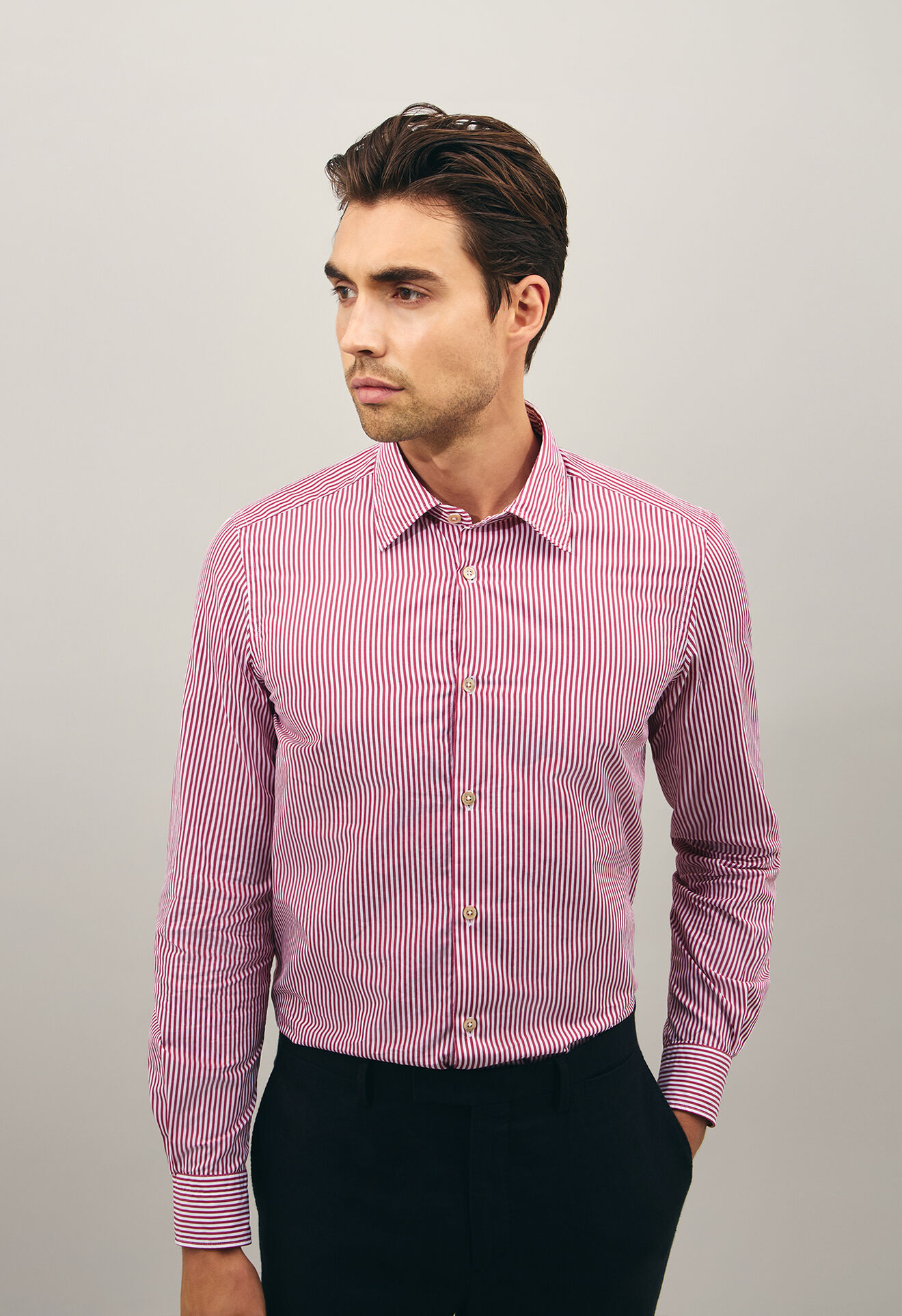 Boglioli Poplin Striped Shirt Red/White 612LSB4862001080193