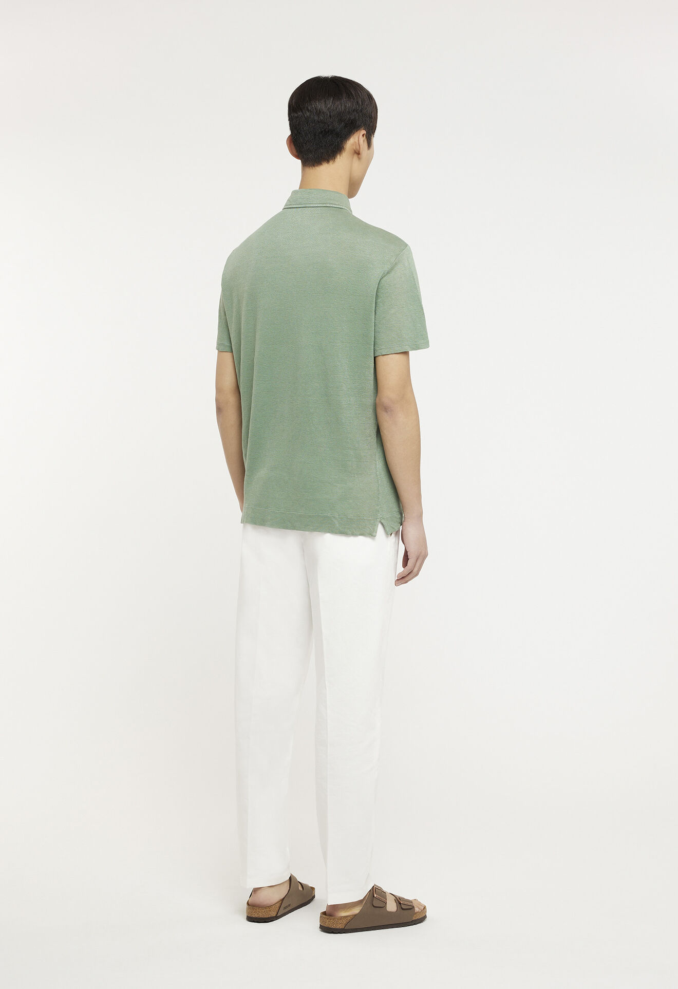 Boglioli Kurzärmeliges Poloshirt aus 100% Leinen in Grün Grün 91409BVC713001080555