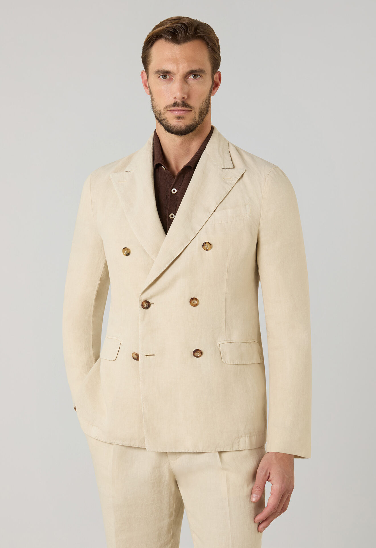 Boglioli Garment Dyed Linen double-breasted Dover Suit Beige X42H2QSA0426001236R0215