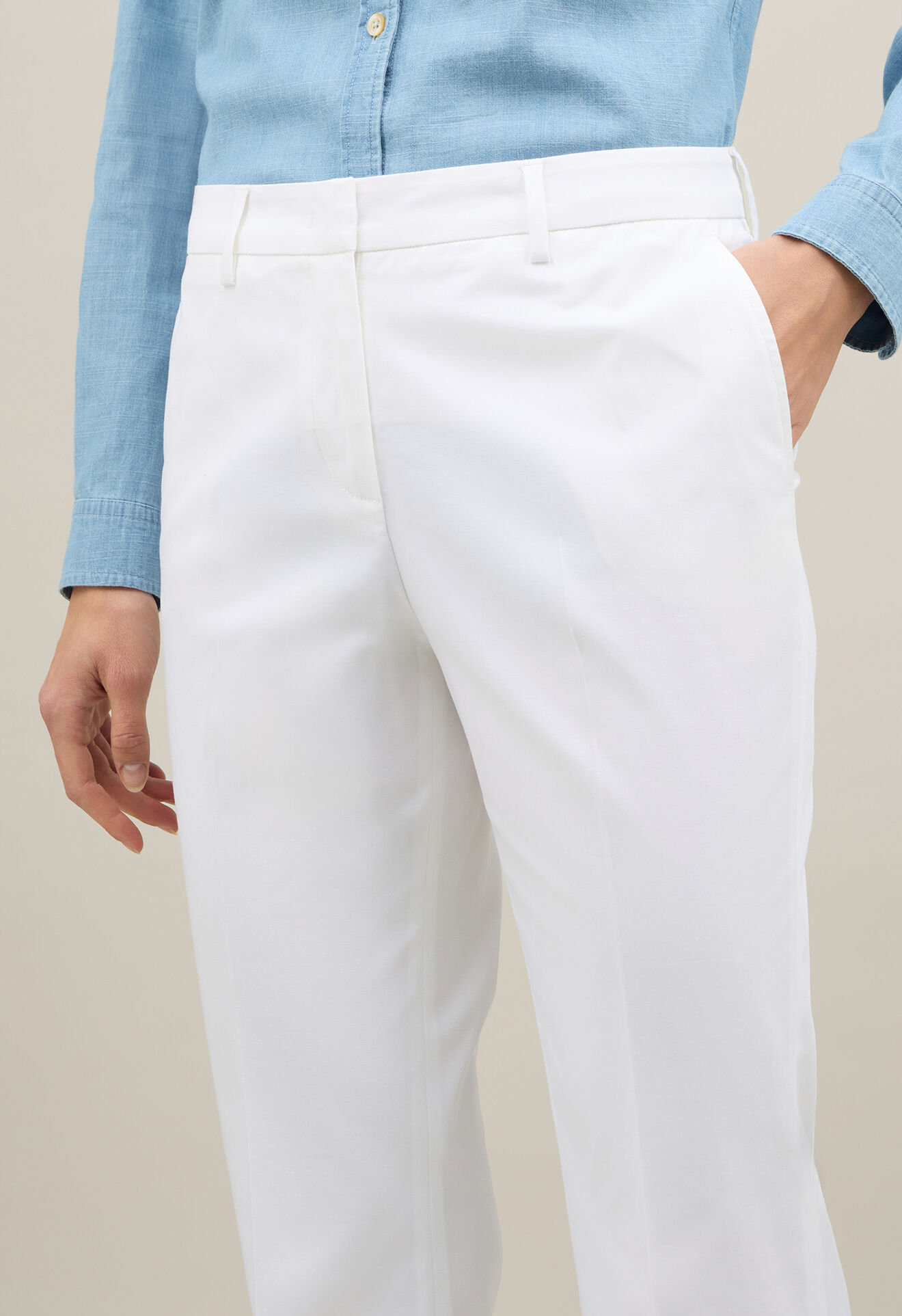 Boglioli Cotton Flared Trousers White 88047SB5936002150101