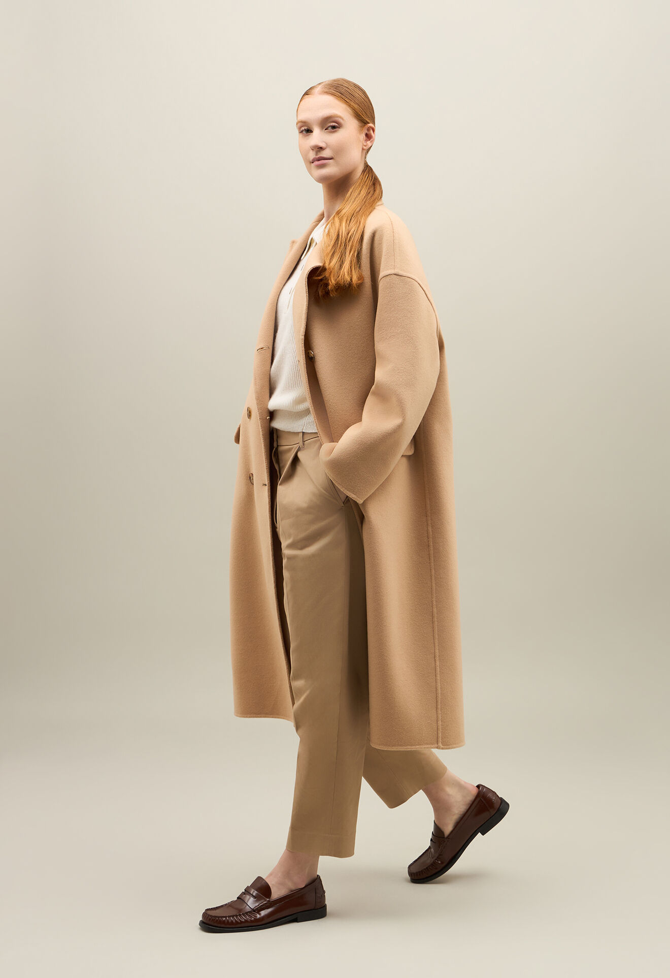 Boglioli Wool Double Overcoat Camel ZH0130FB4948002140300