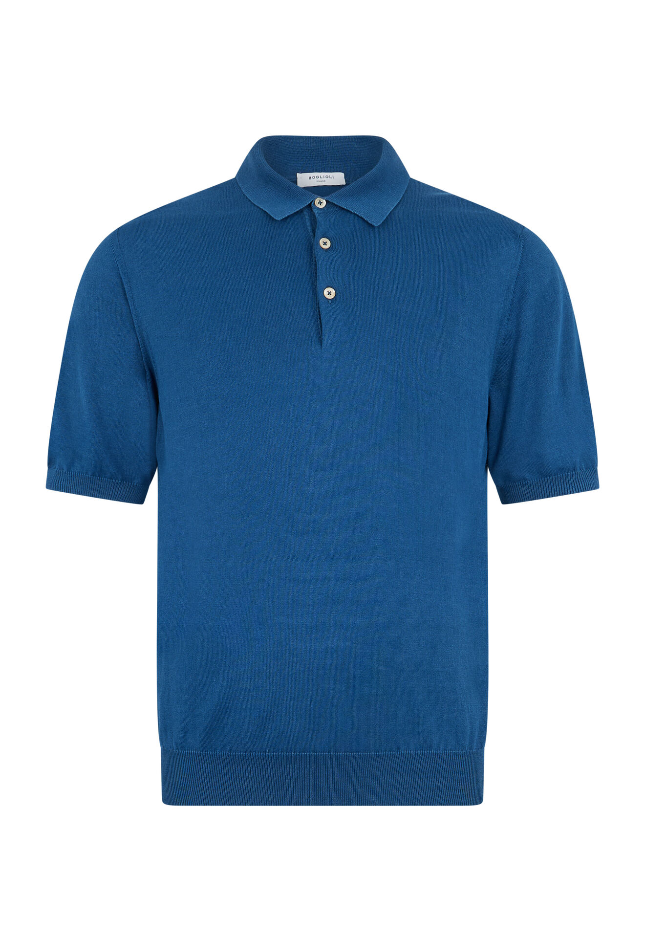 Boglioli St&uuml;ckgef&auml;rbtes Kurzarm-Poloshirt aus Baumwolle Blau 91303TSA0803001080772