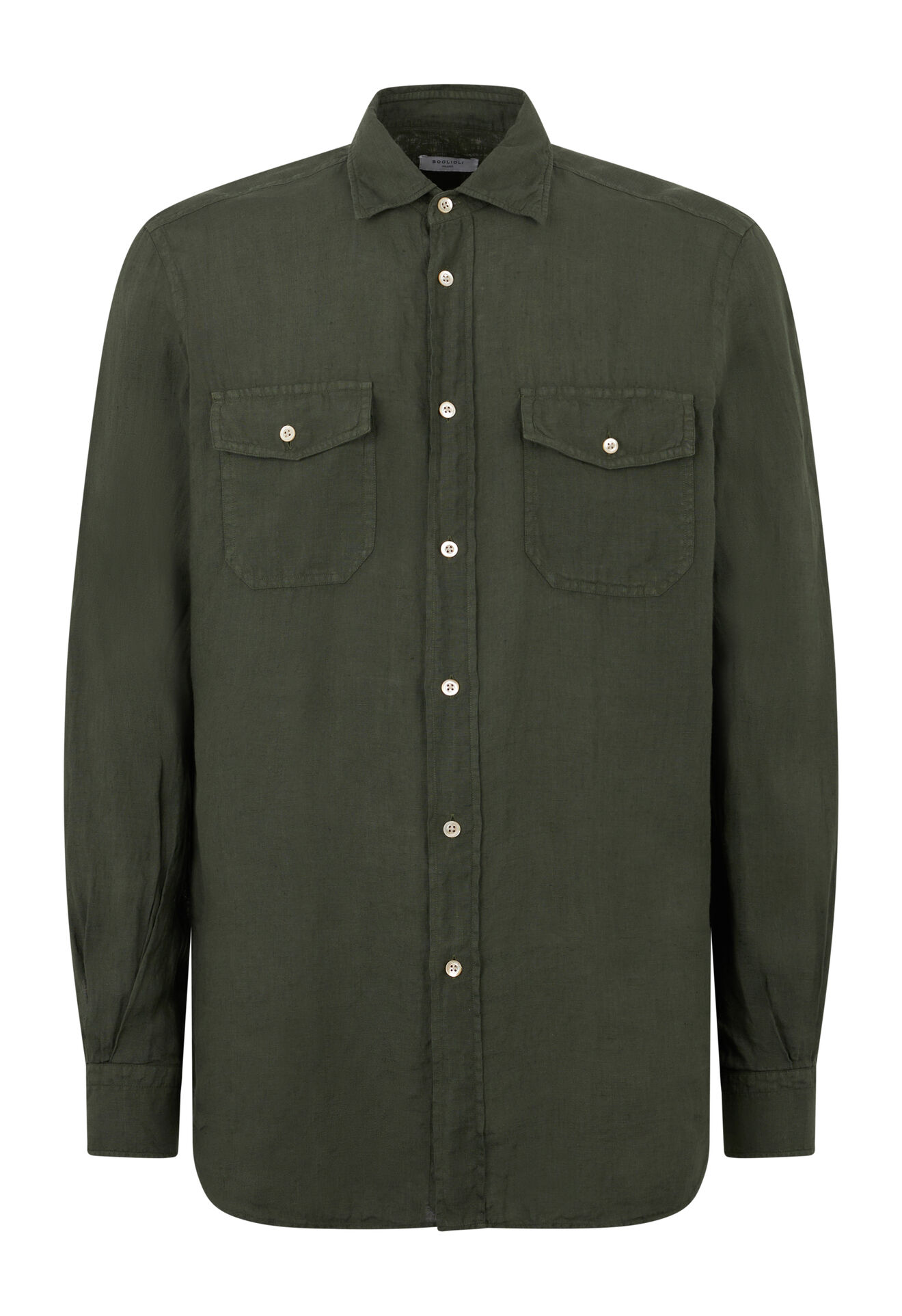 Boglioli Linen Western Shirt Green 589TSB3853001080565