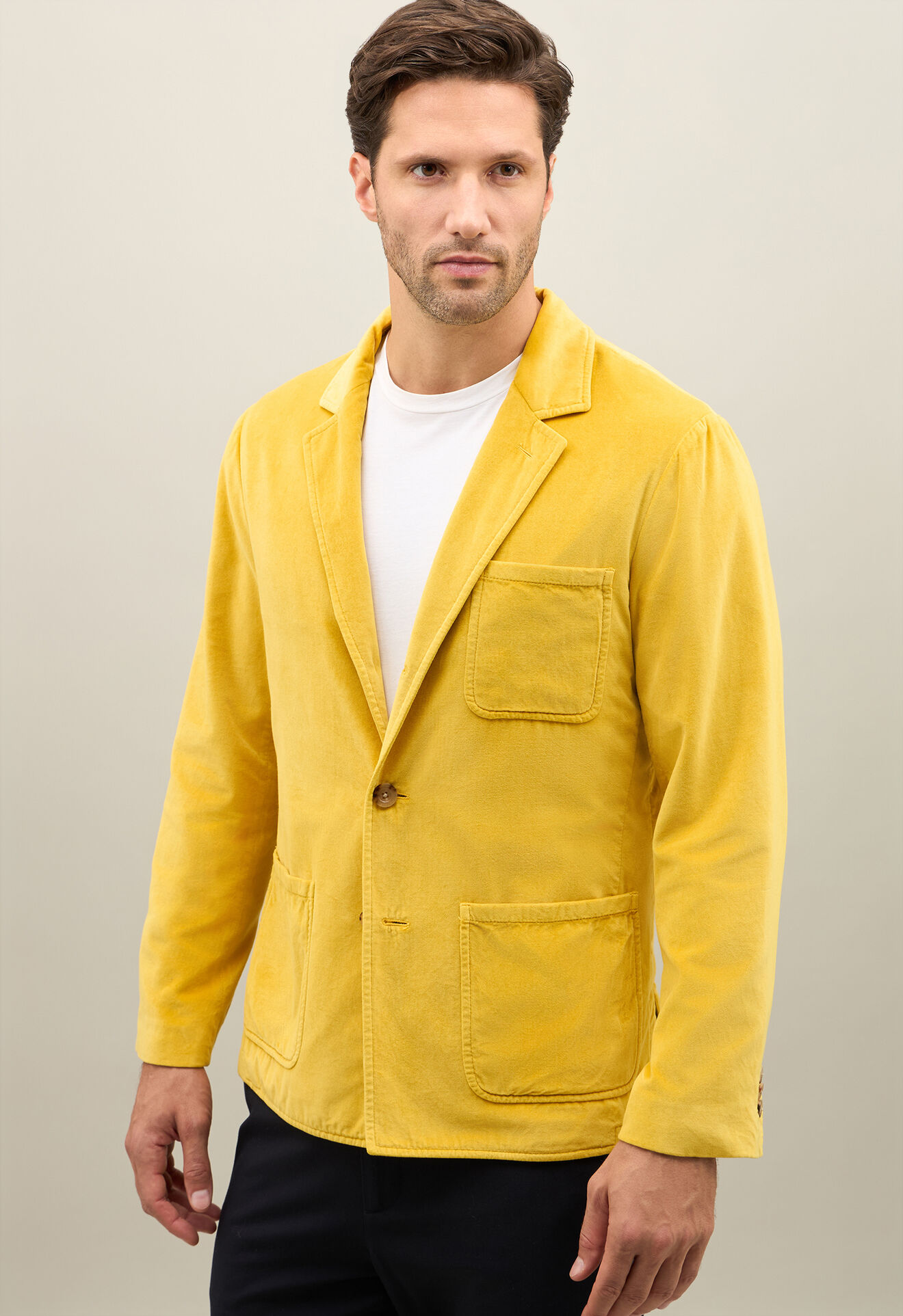 Boglioli Garment Dyed Velvet Picasso Jacket Yellow OG131QFB440700109R0352