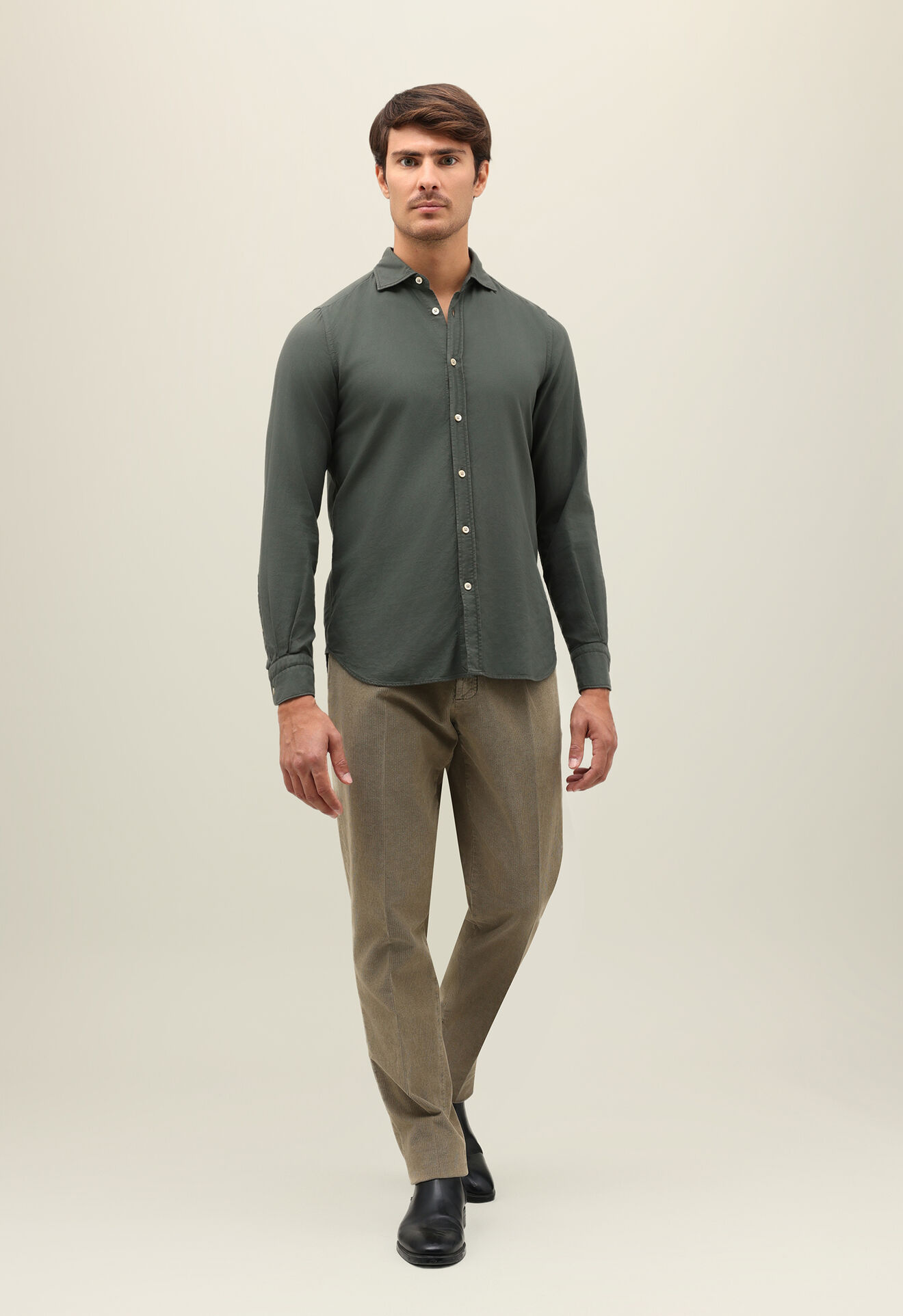 Boglioli Garment Dyed Vaiella Shirt Dark Green 610TFA0851001080546