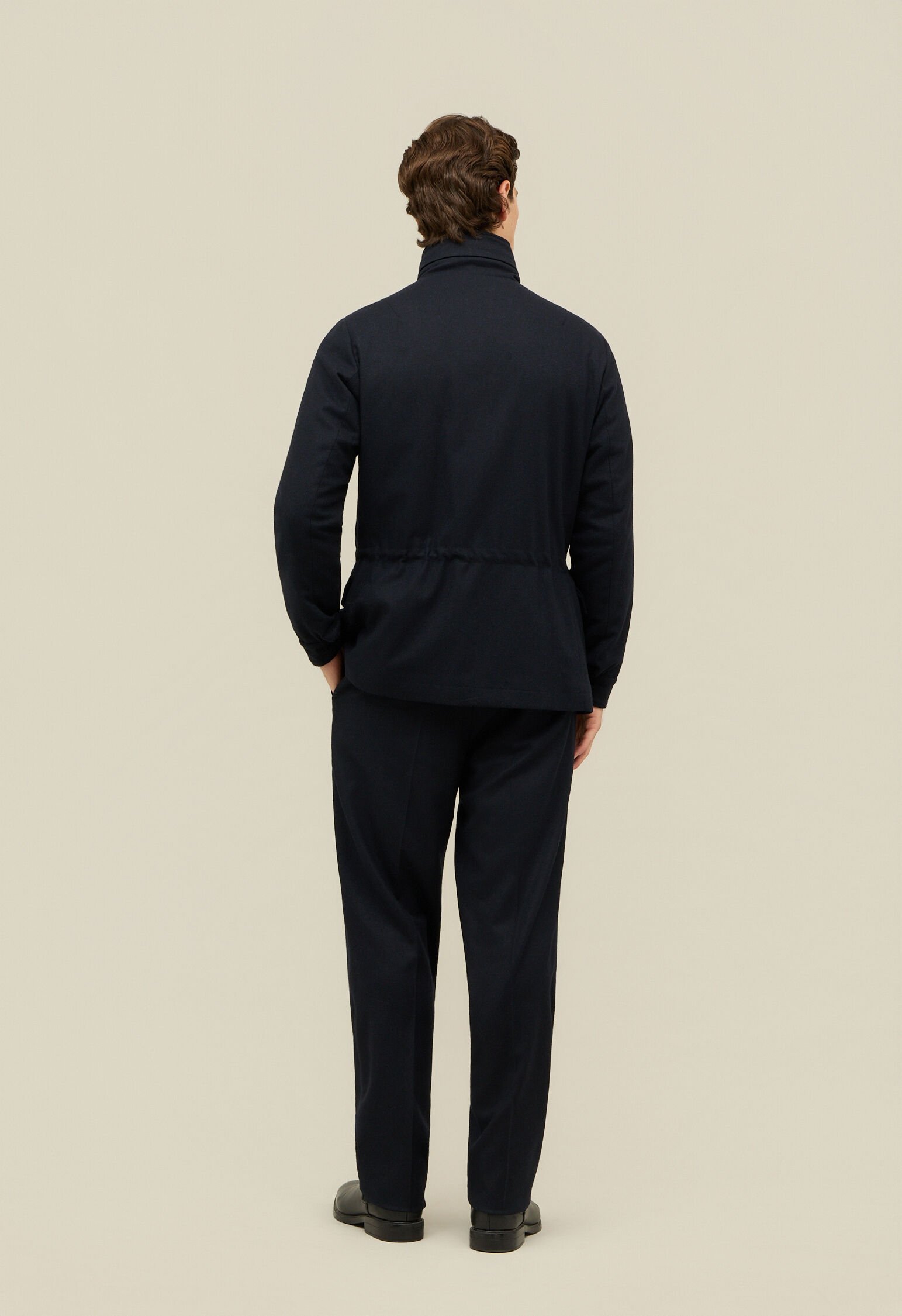 Flannel Padded Field Jacket in Blue: Luxury Italian Outerwear for