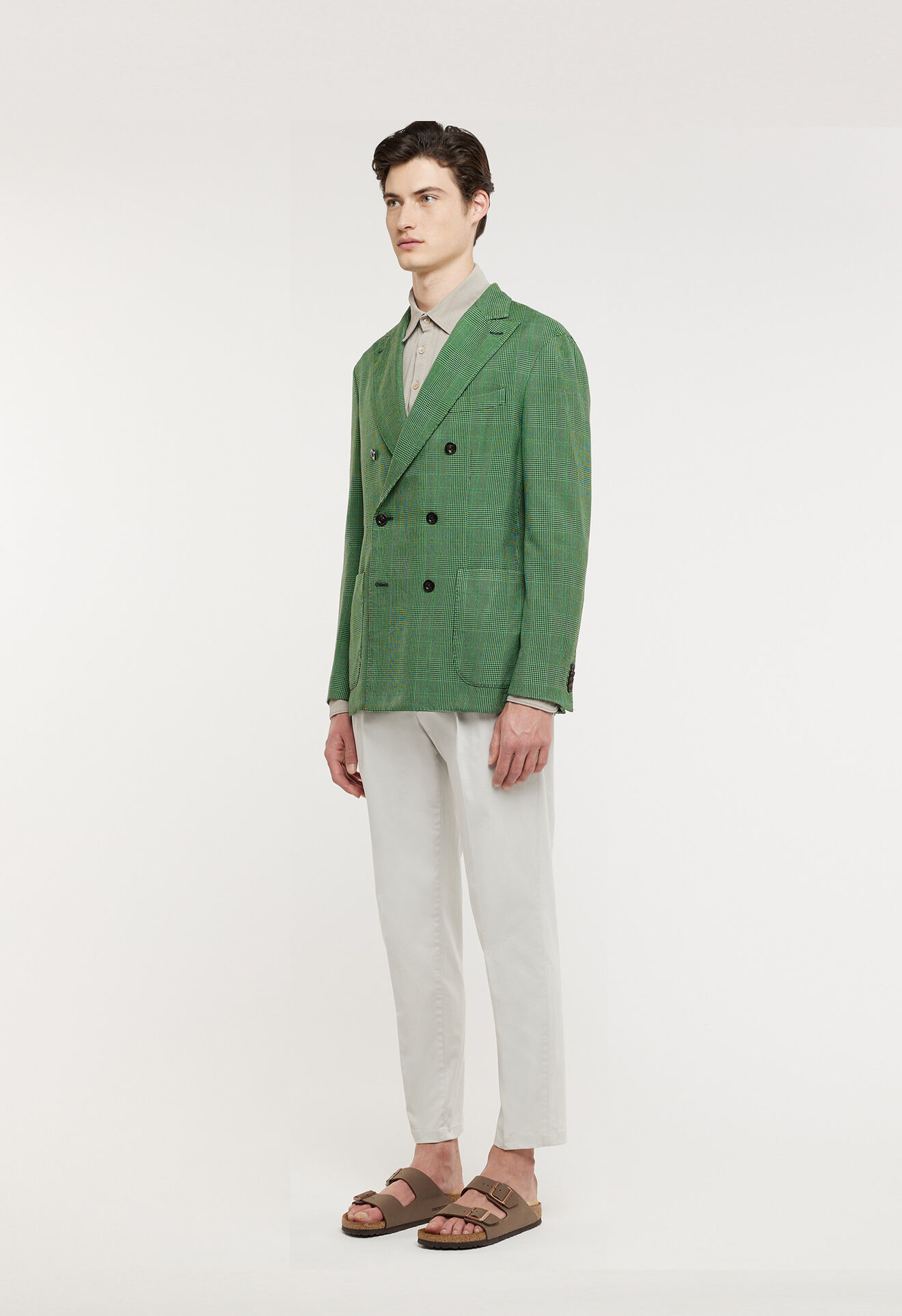 Boglioli Dove grey 100% cotton long sleeve polo shirt Beige 91408BTC716001080260