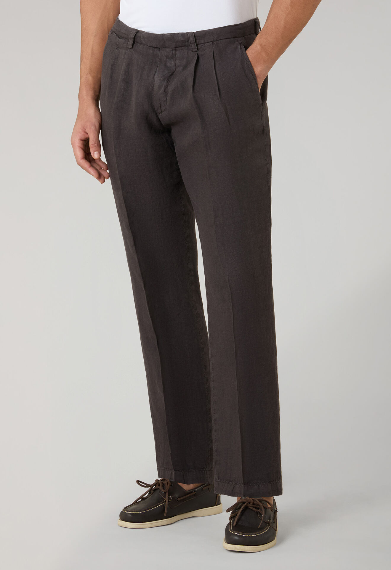 Boglioli Garment Dyed Linen Napoli Trousers Brown 89952QSB5752001080480