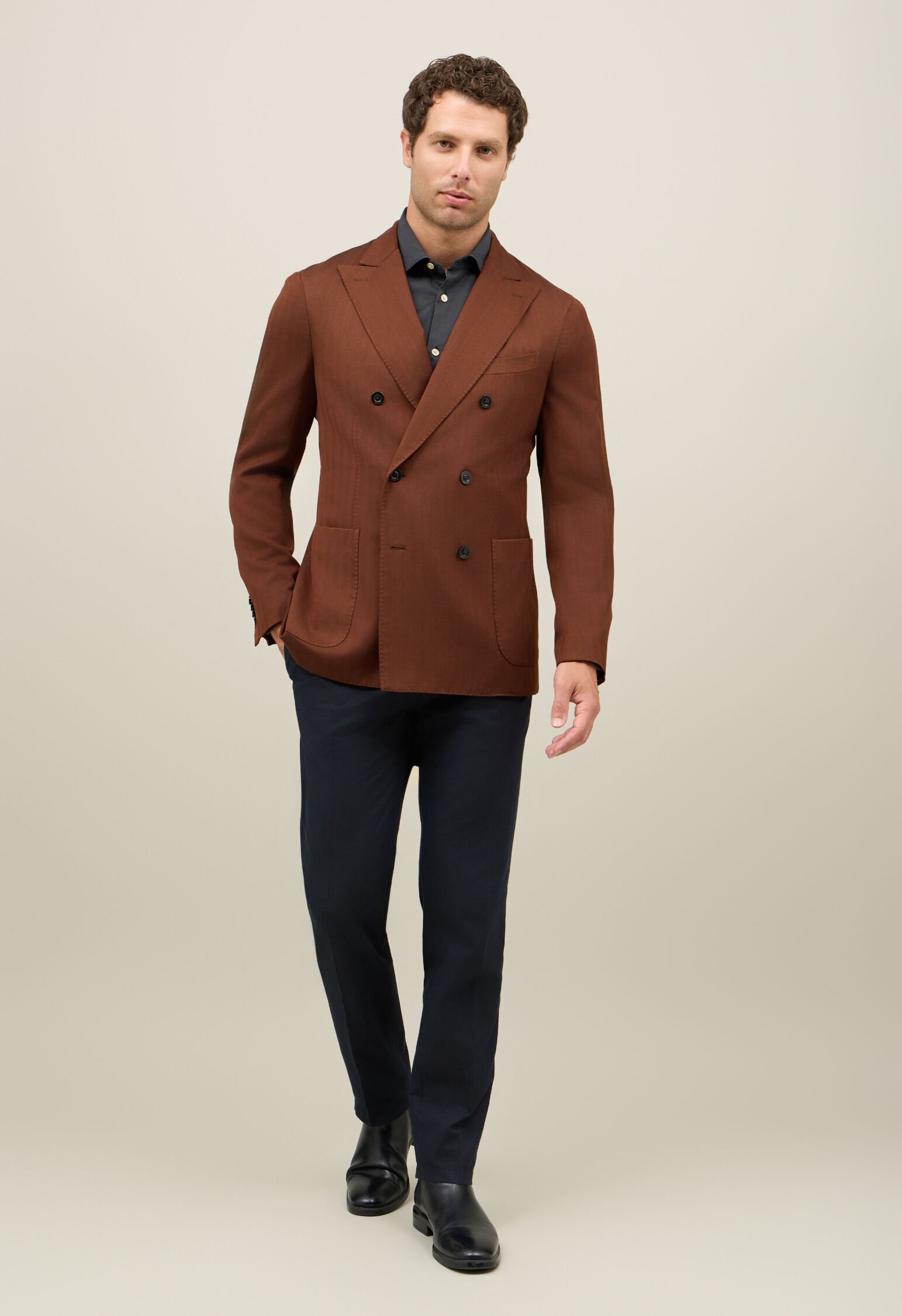 <美品>BOGLIOLI K.JACKET ブラウン ウール ジャケット 48 Wide Wale Corduroy double-breasted K-Jacket in Brown: Luxury