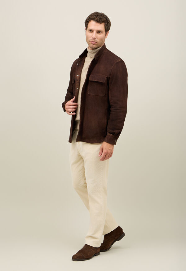 Boglioli Suede Padded Overshirt Brown OCP506FB5901001800460