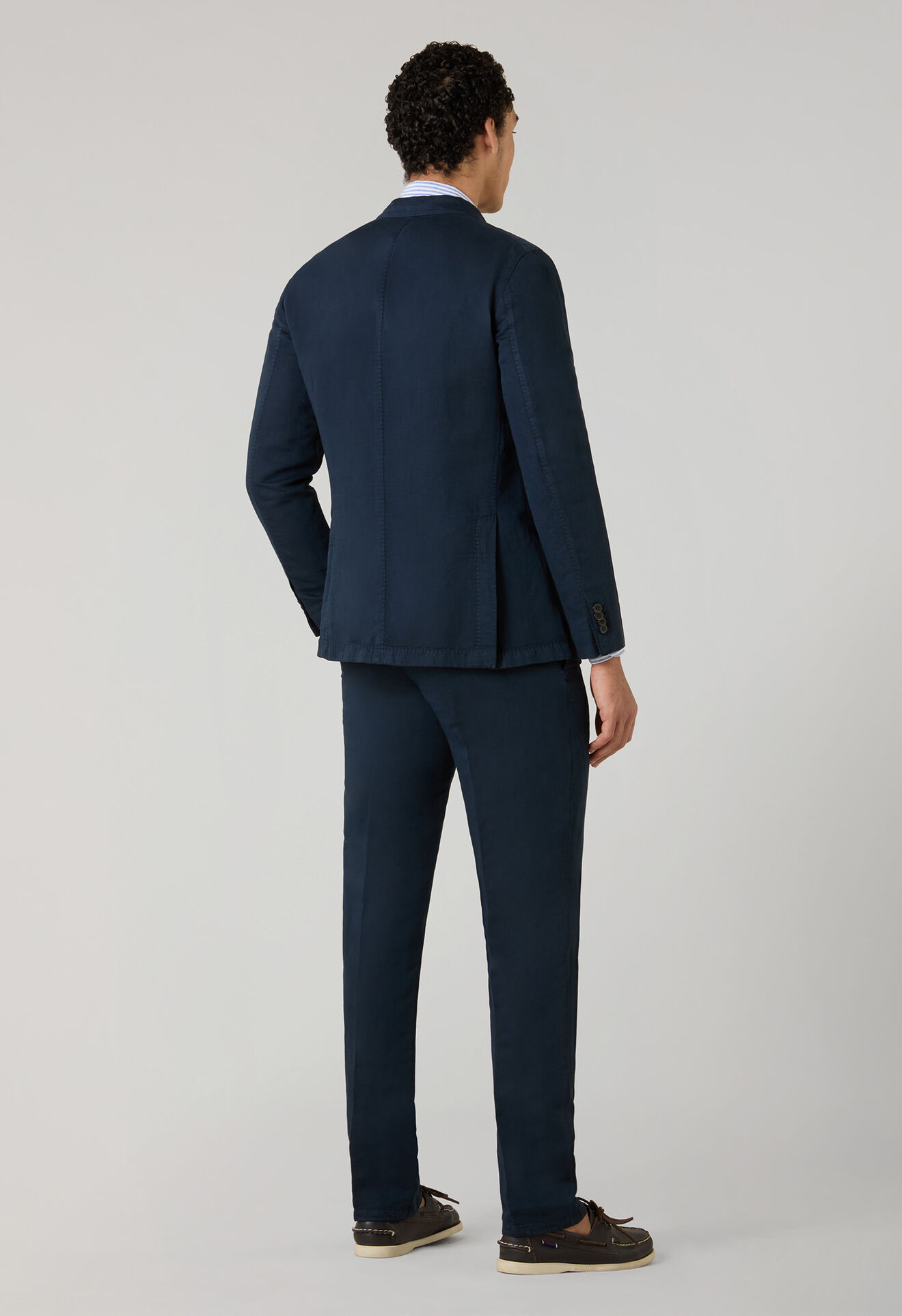 Boglioli Garment Dyed Cotton Linen Satin double-breasted Dover Suit Blue X42H2QSA0444001236R0784