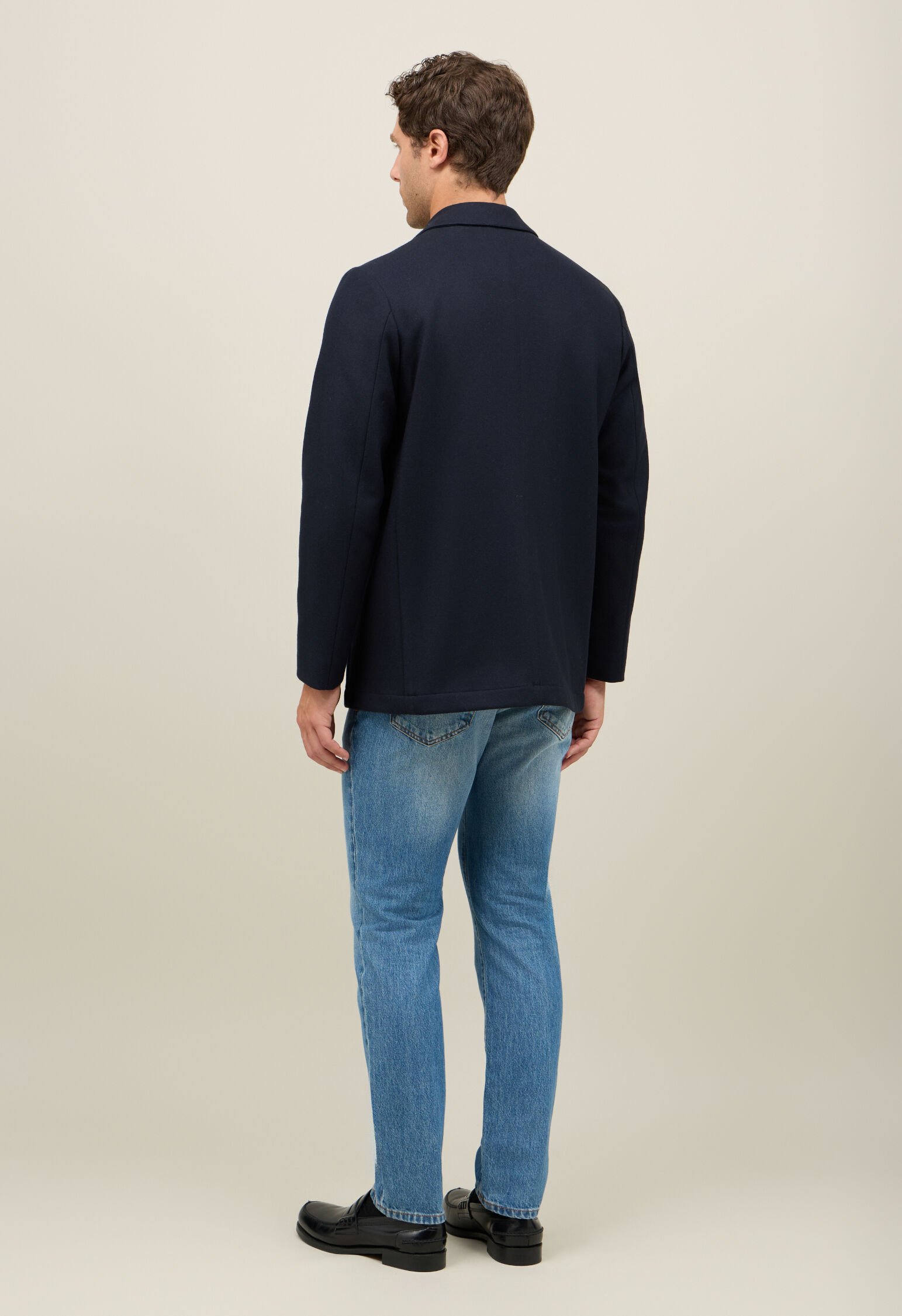 Wool Felt Peacoat in Blue: Luxury Italian Outerwear for Men