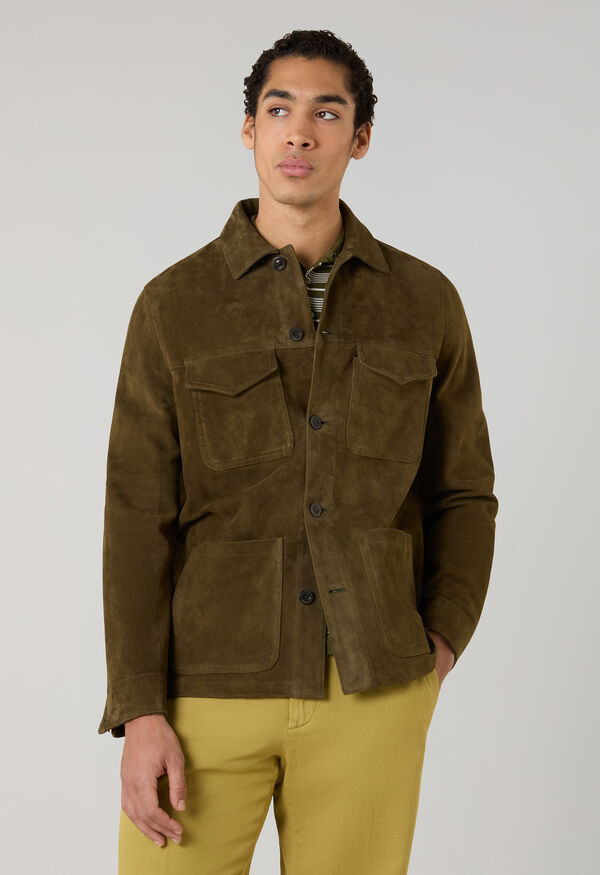 Boglioli Suede Workwear Jacket Dark Khaki OCP509SB5901001800560