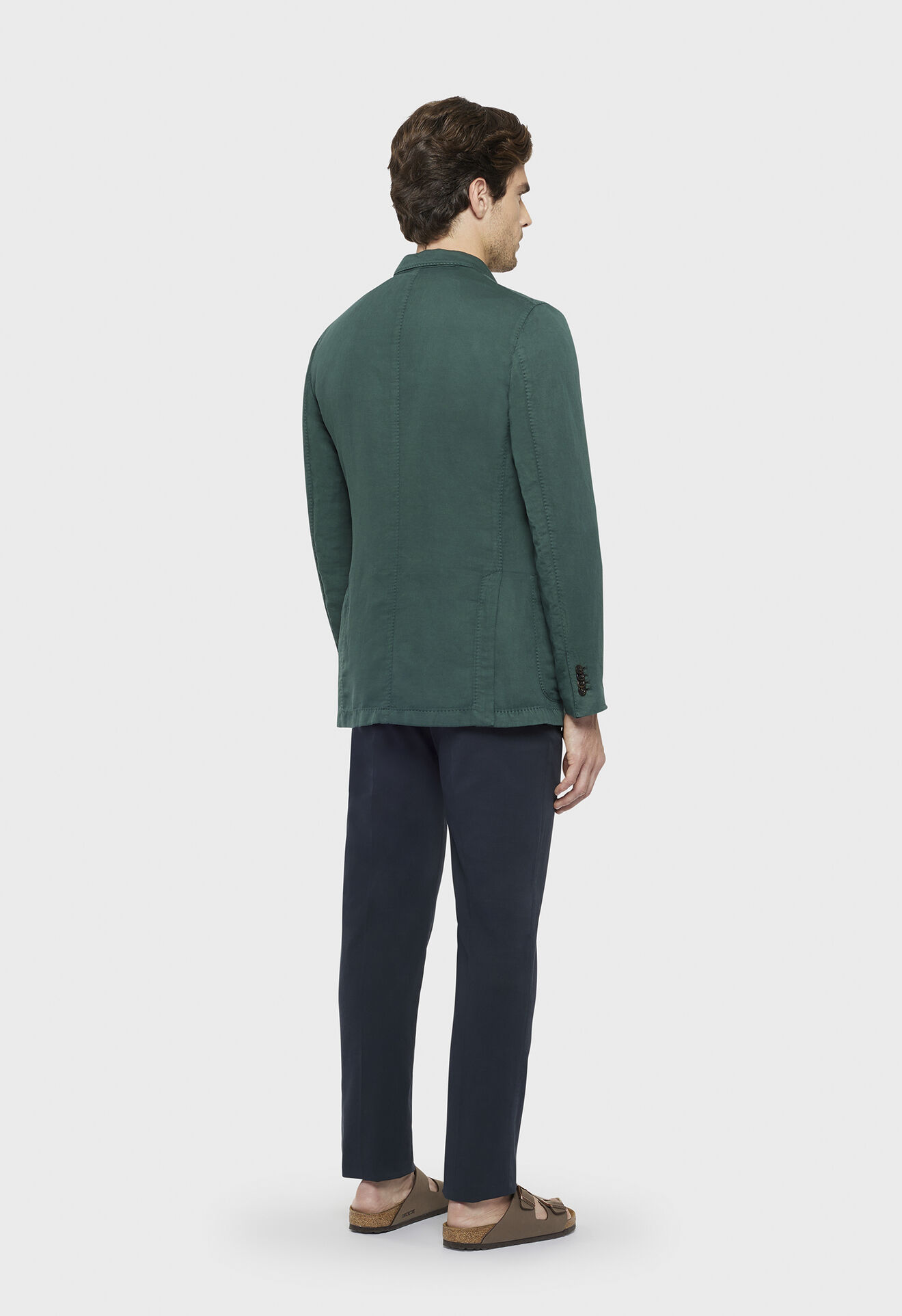 Boglioli K-Jacket Sakko aus Baumwoll-Leinen-Satin in Dunkelgrün Grün N1302QBVC44400150R0573