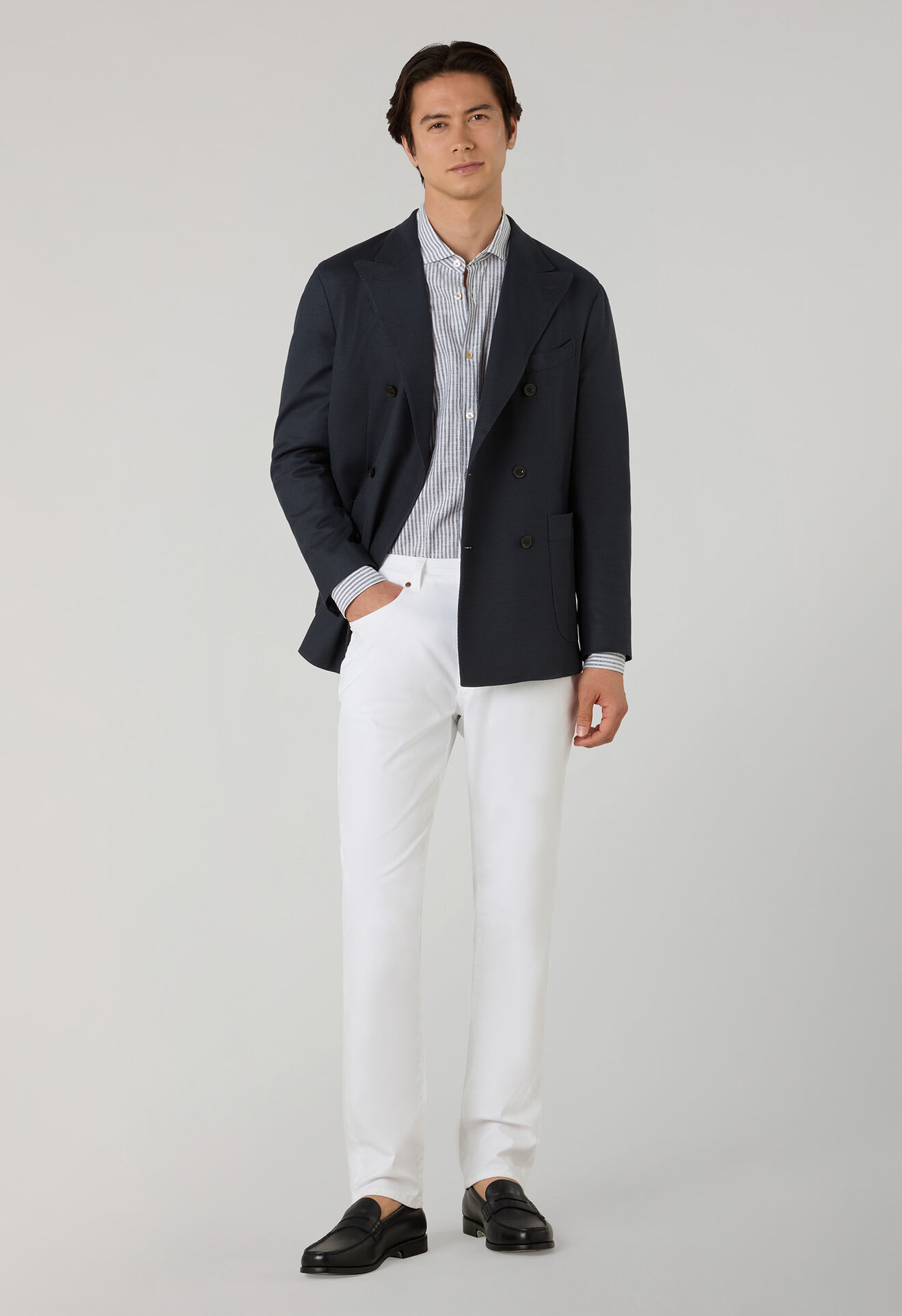 Boglioli Veste Dover crois&eacute;e en jersey de coton Gris X4302ESB502400123R0860