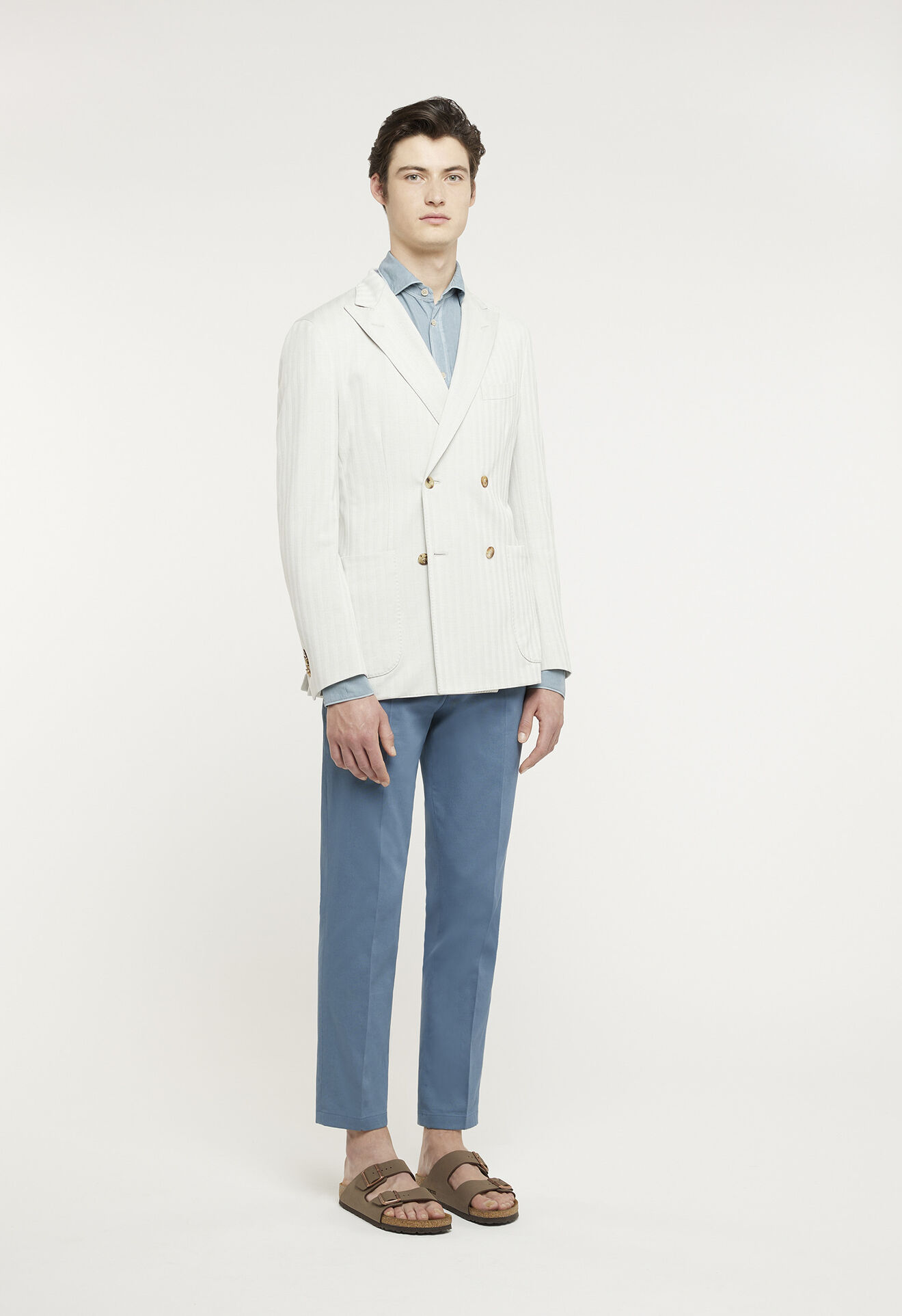 Boglioli Sky blue stretch cotton piqué trousers Sky blue 80915QBAP420001086R0660