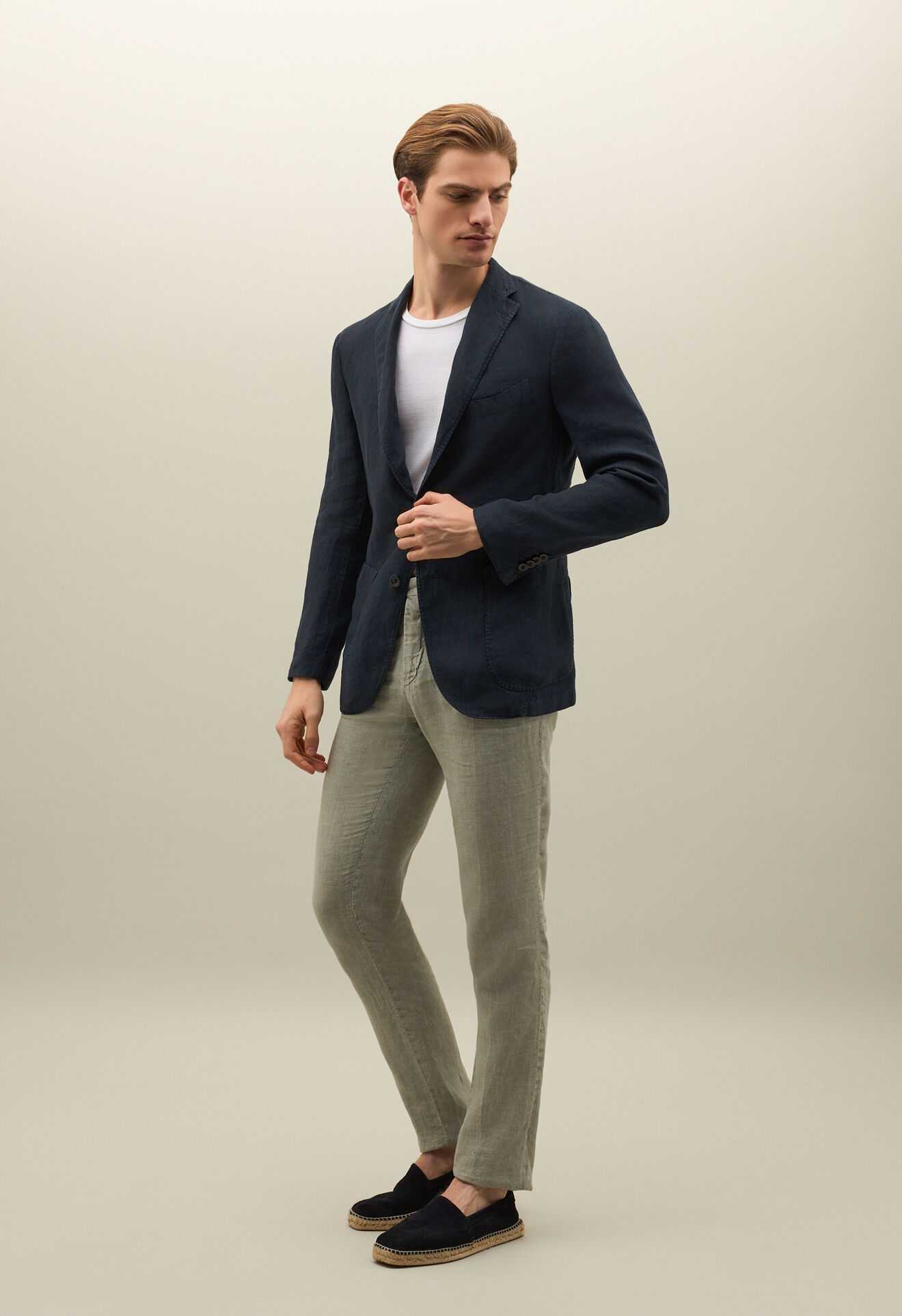 Boglioli Garment Dyed Linen K-Jacket Blue N2902QSA042600150R0784