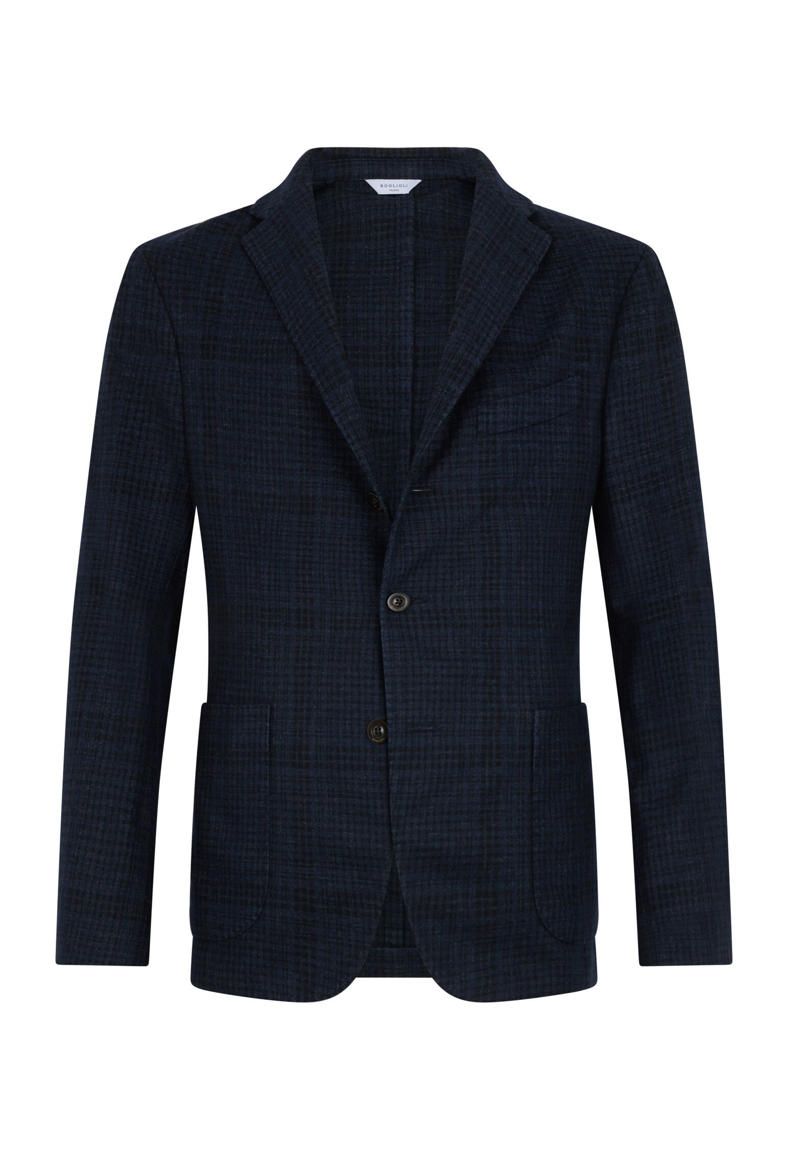Garment Dyed Wool check K-Jacket in Blue: Luxury Italian Jackets